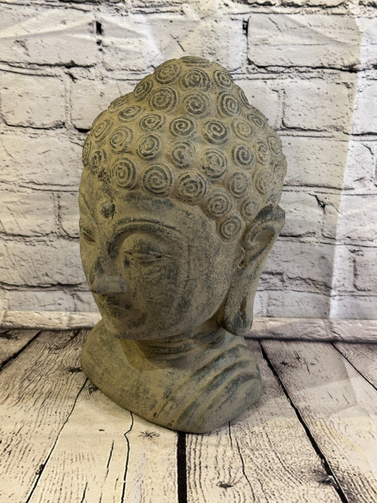 Thai Buddha Head Stone Garden 30cm x 18cm Ornament Outdoor Indoor Statue Hindu