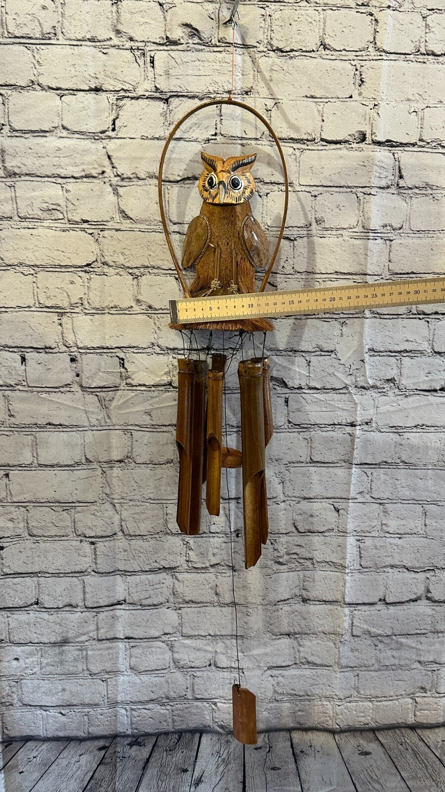 Owl With Chimes Bamboo Windchime 60cm Garden Gift Summer Handmade Chimes