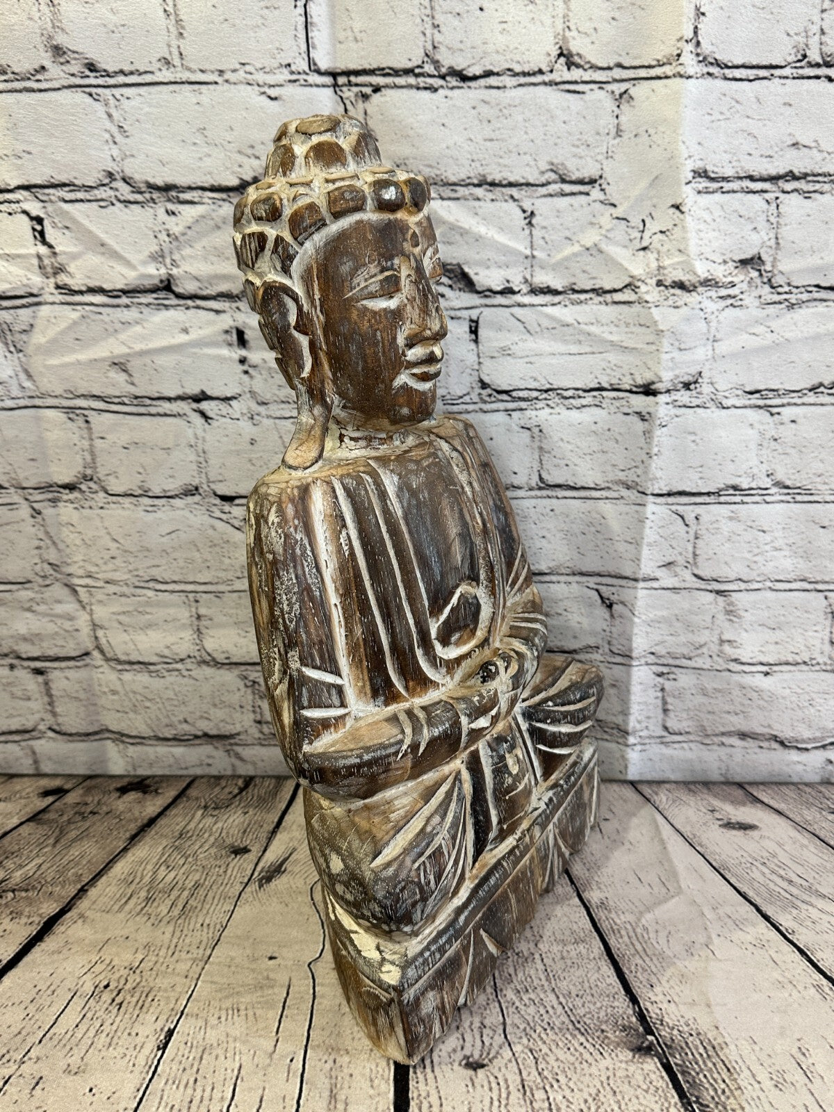40cm x 20cm Brown Buddha Wooden Standing Statue Figurine Ornament Fair Trade