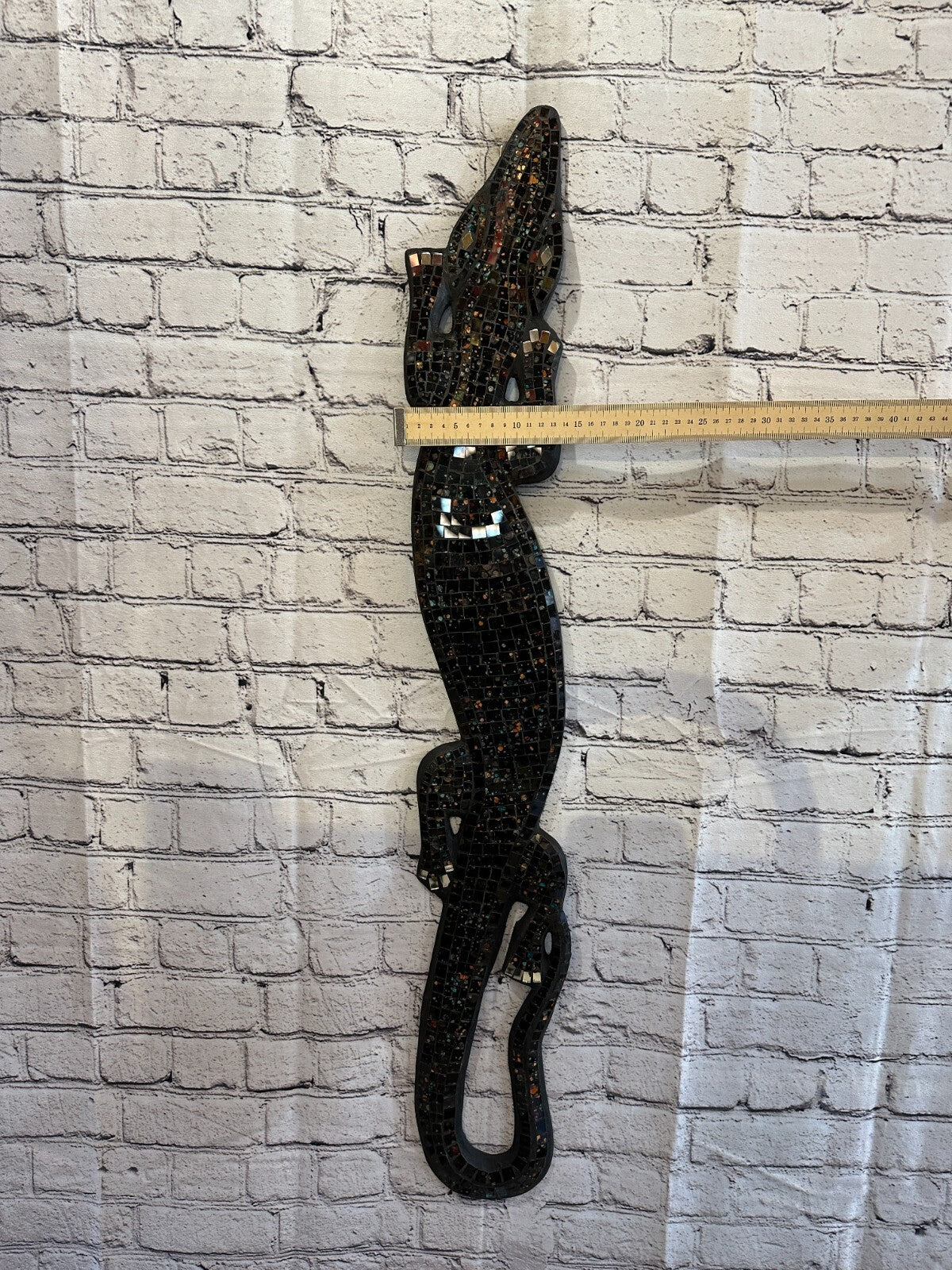 80cm Gecko Black Mosaic Wall Hanging Wooden Ornaments Wood Carving
