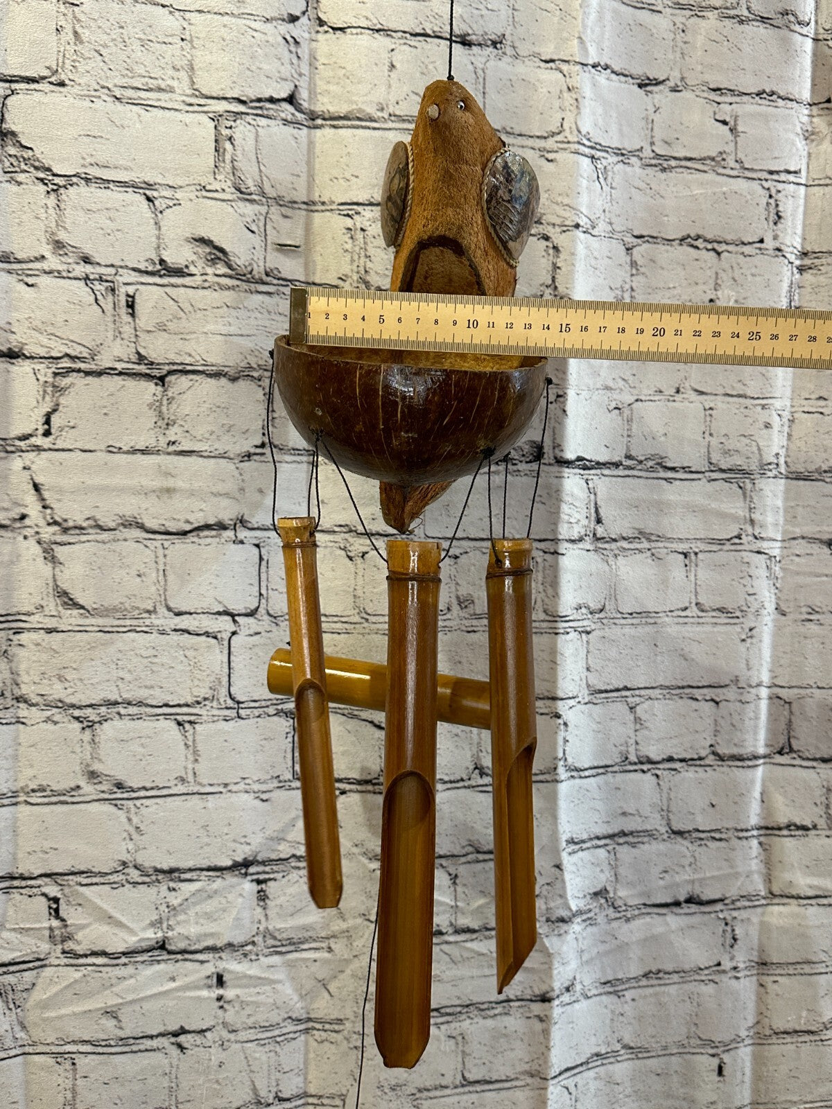 Bird Holder With Chimes Bamboo Windchime 20cm Garden Gift Summer Handmade Chimes