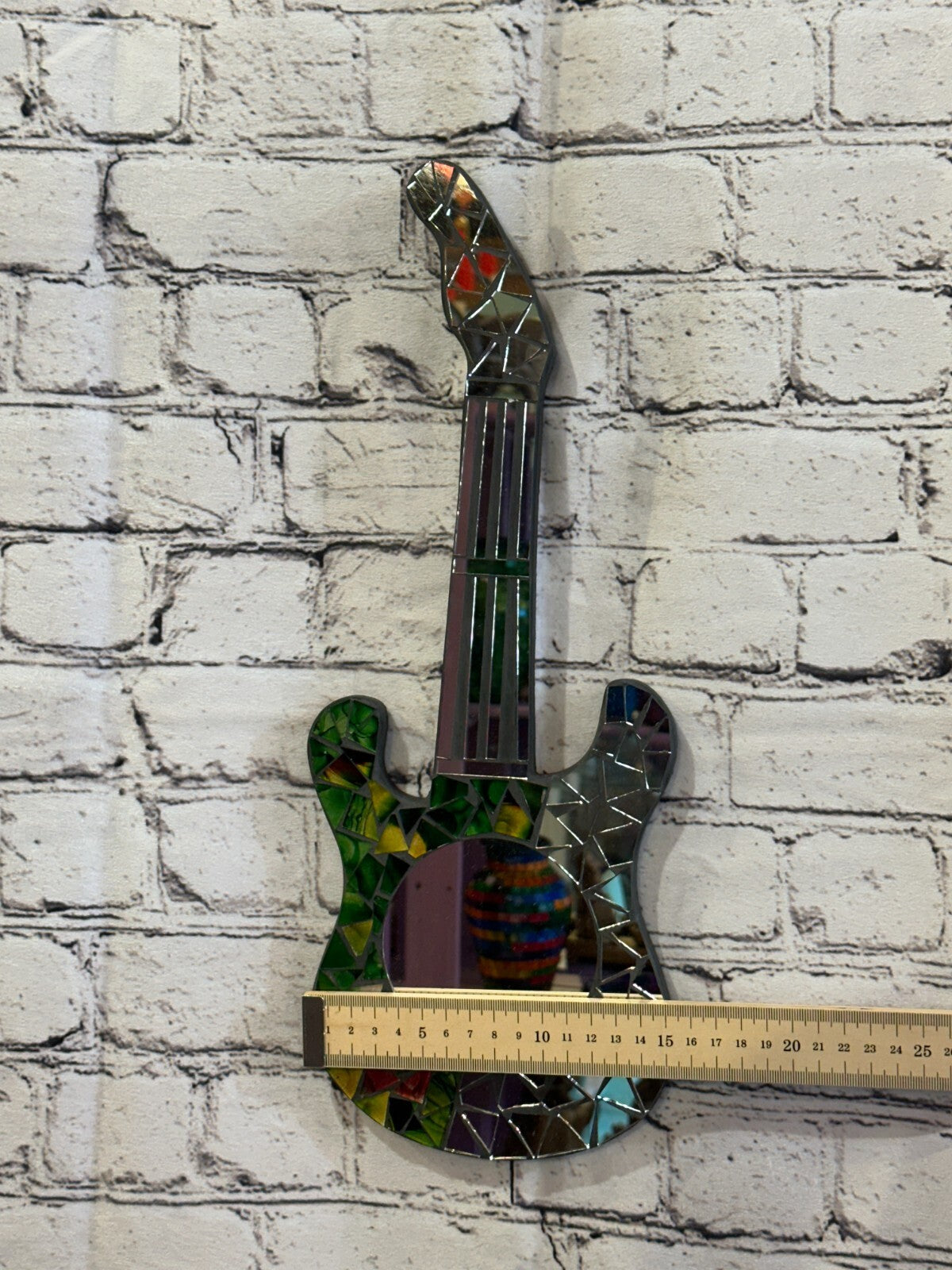 Green Guitar Mosaic Tile Wall Mirror 40cm x 15cm 16 Inches Handmade New