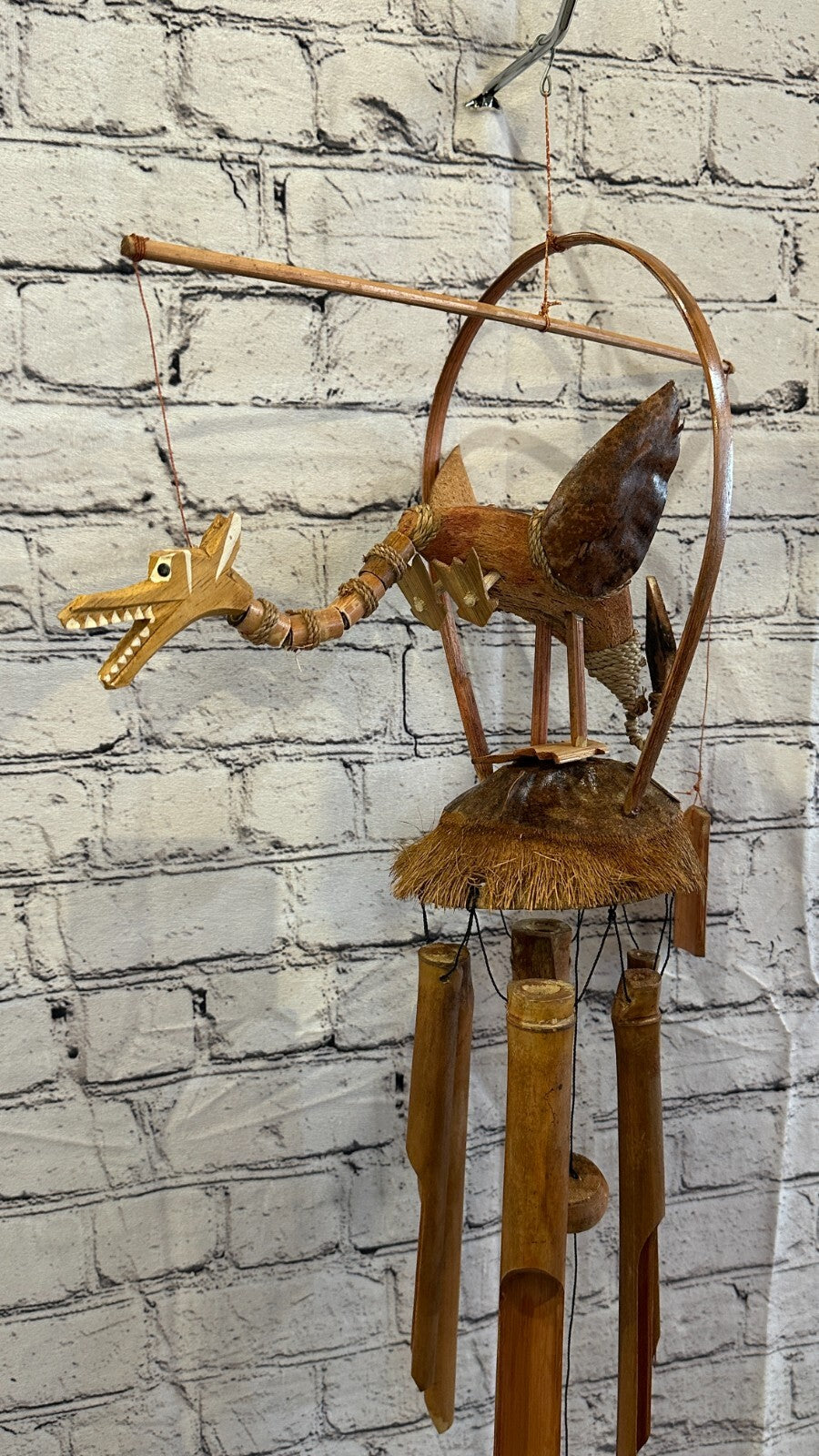 Dragon With Chimes Bamboo Windchime 60cm Garden Gift Summer Handmade Chimes