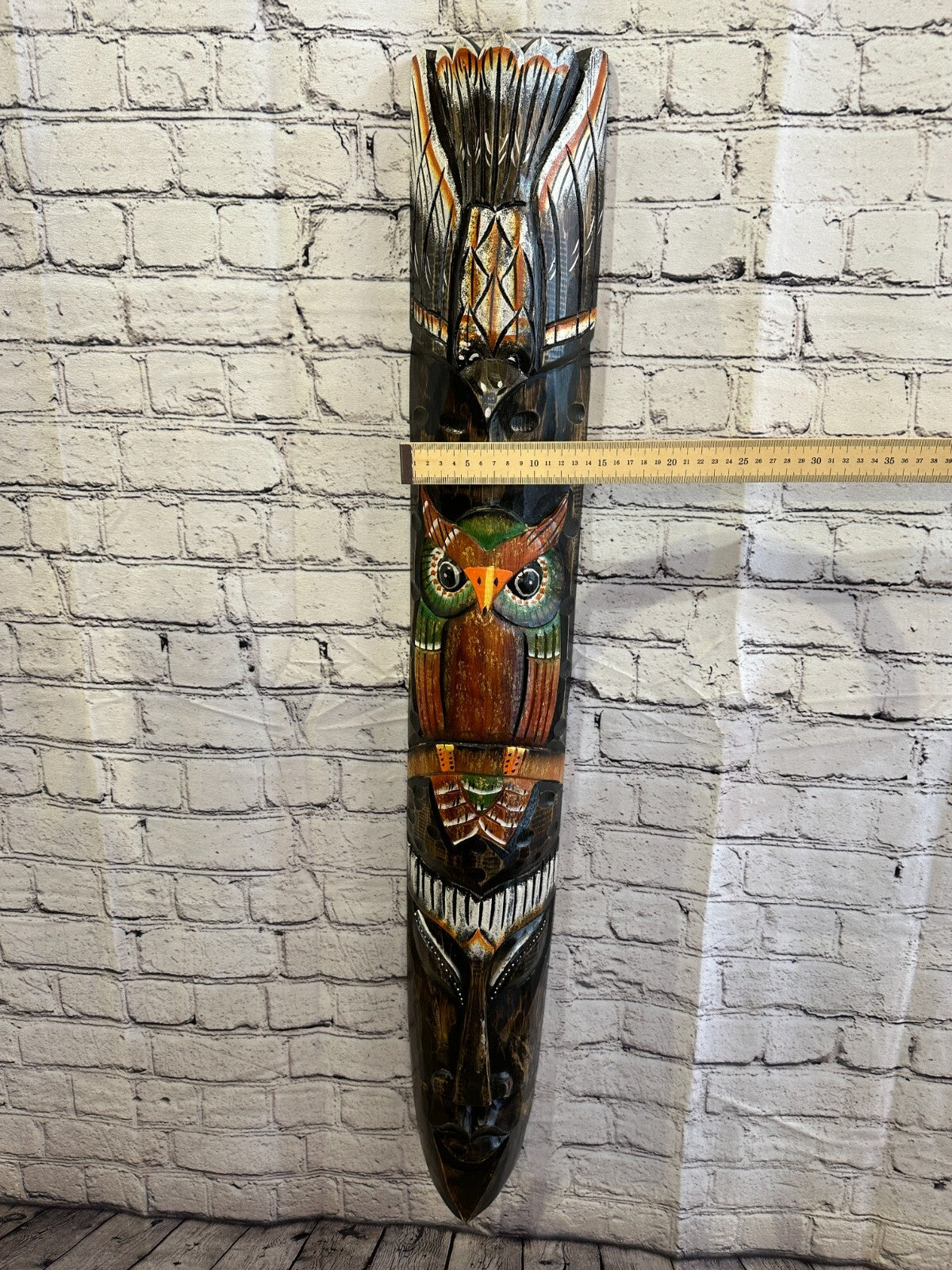 100cm Eagle Owl Hand Carved Fair Trade Wooden Animal Wall Art Wall Hang Mask