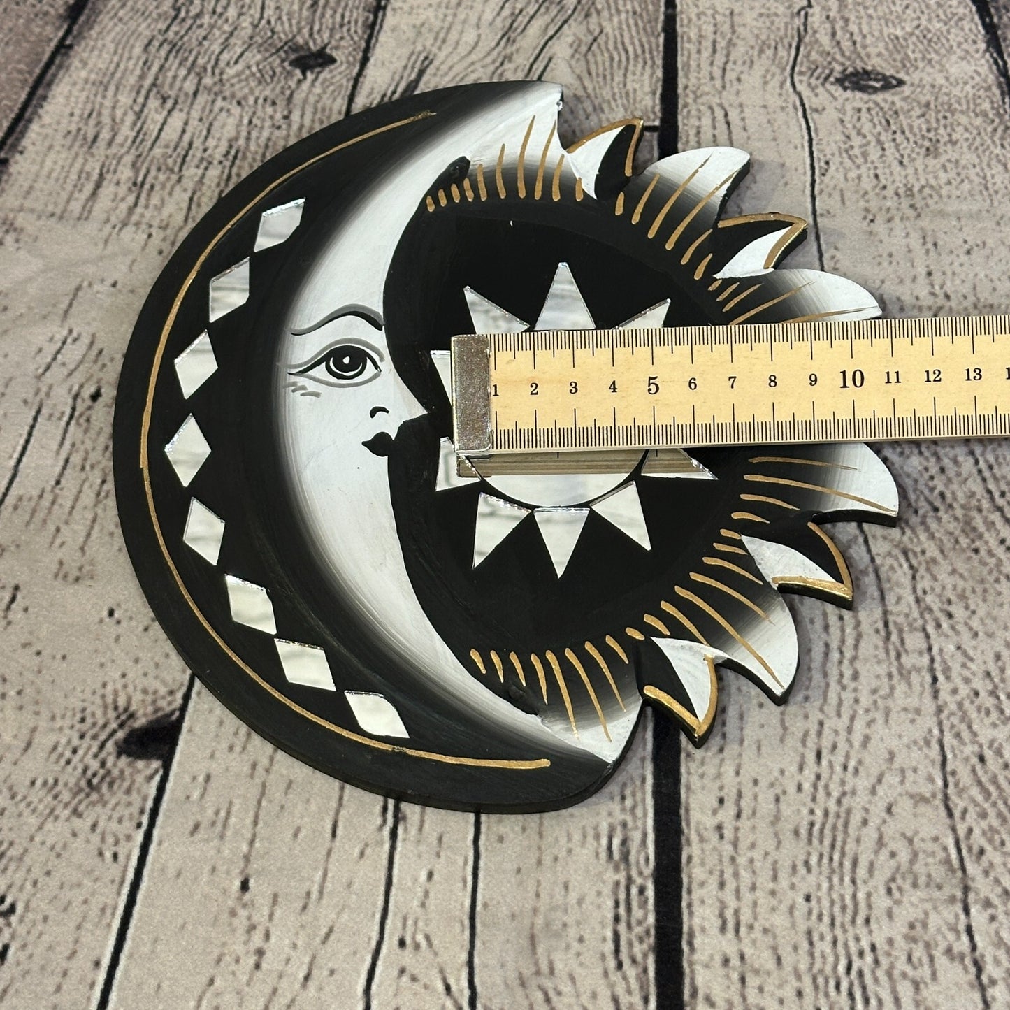Black Half Moon Mosaic Tile Wall Mirror 20cm x 20cm 8 Inches Handmade Fairtrade