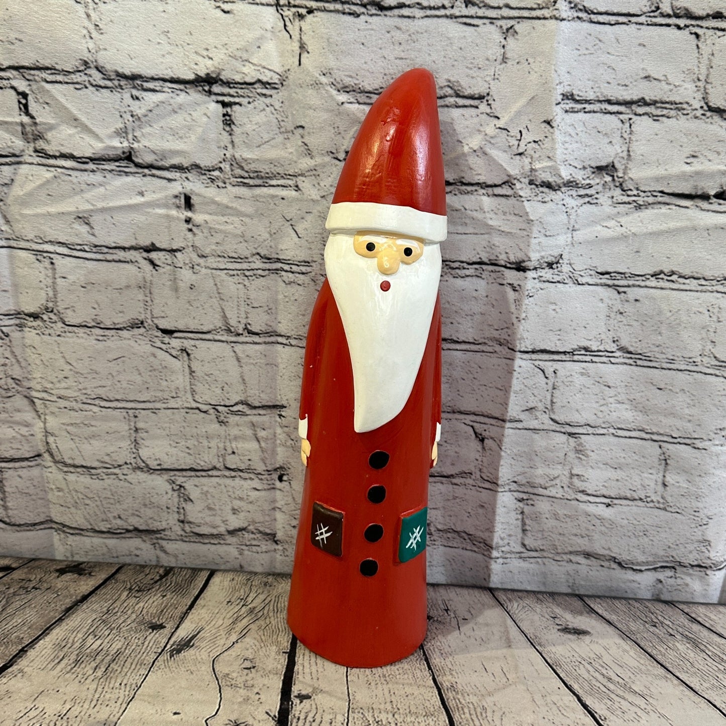 40cm x 8cm Red Pointy Hat Santa Claus Handcrafted Wood Xmas Christmas Ornament