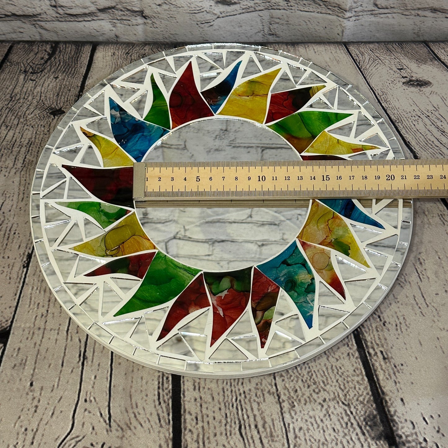 Rainbow White Sun Mosaic Tile Wall Mirror 30cm x 30cm 12 Inches Handmade New