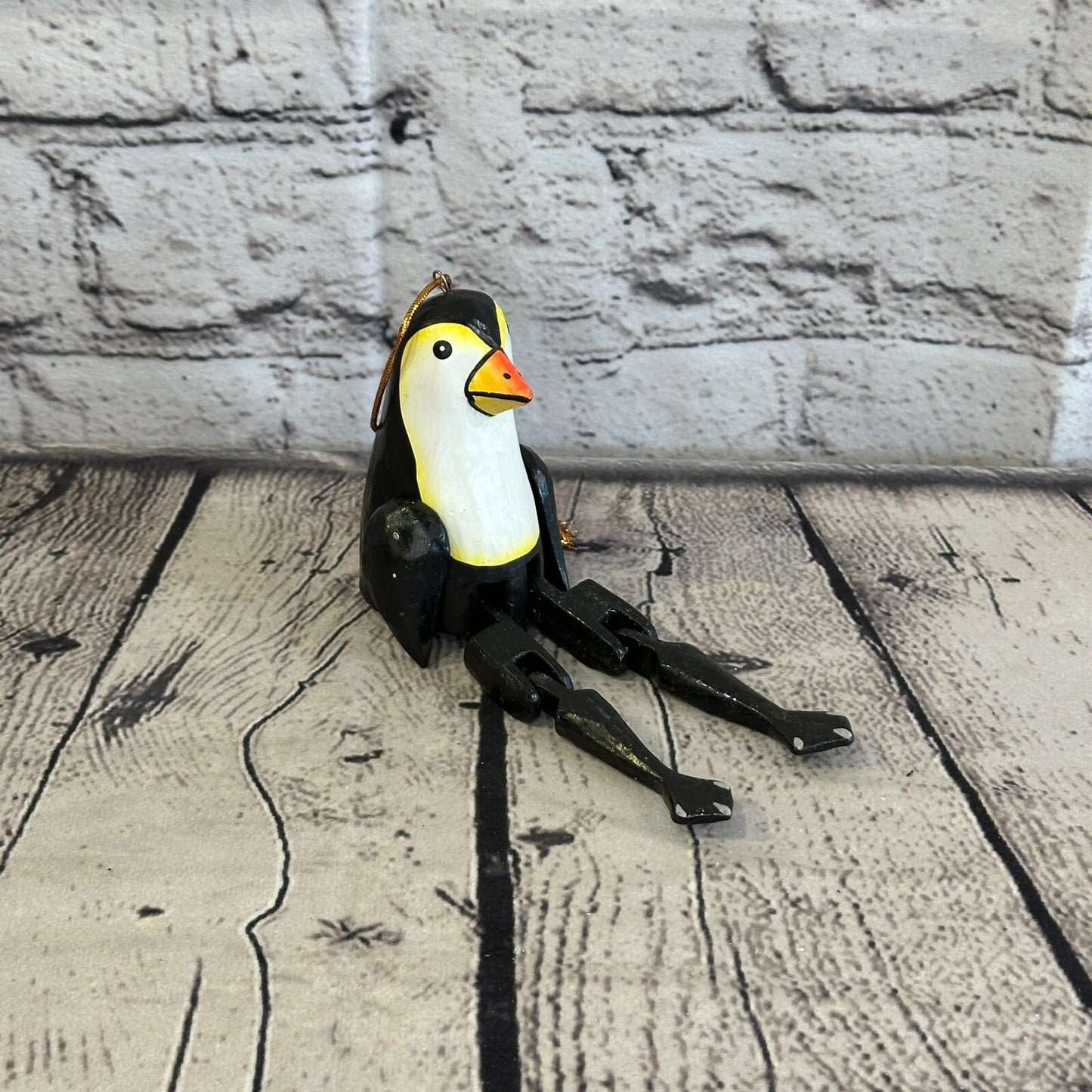 10cm Penguin Sitting Animal, Wooden Shelf Ornament Handmade and Fairtrade