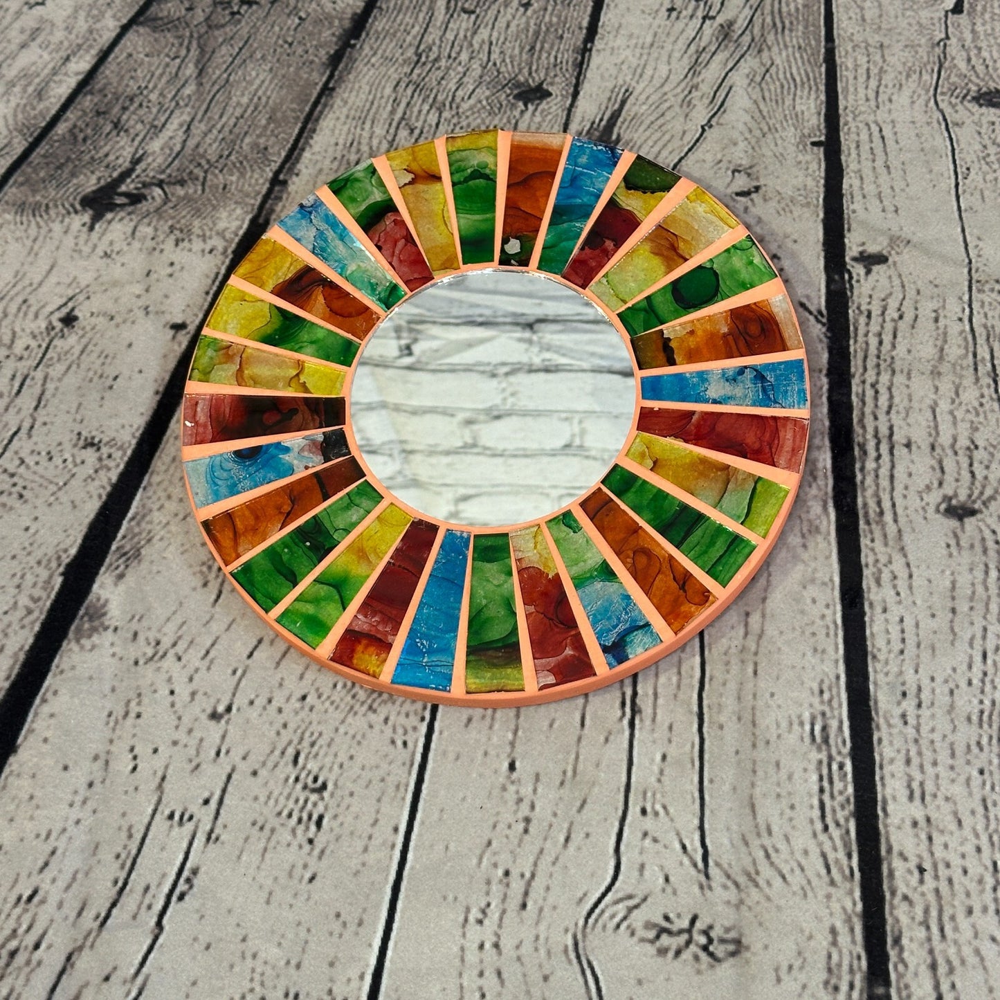 Rainbow Terracotta Mosaic Tile Wall Mirror 20cm x 20cm 8 Inches Handmade New