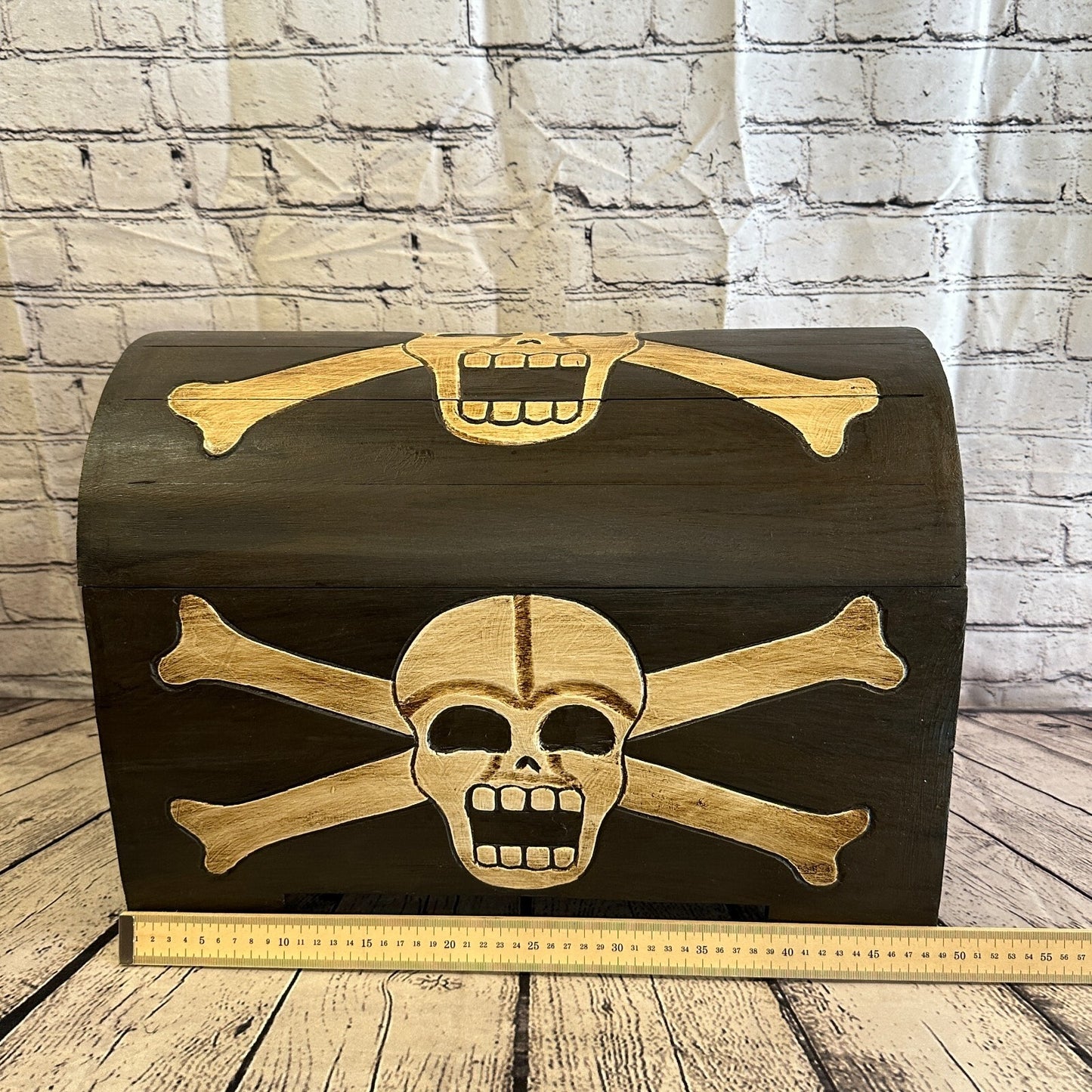 50cm x 35cm x 28cm Skull Bones Wood Box Wooden Chest Storage Craft Handles Lid