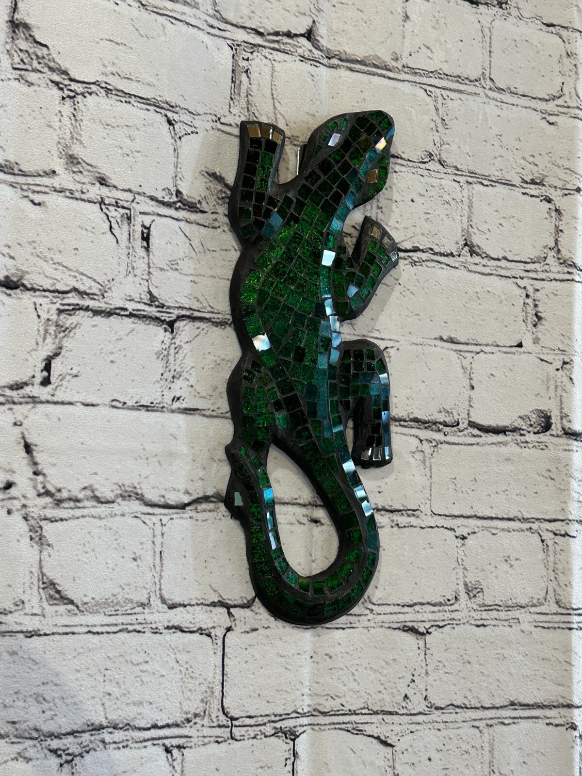 30cm Gecko Green Mosaic Wall Hanging Wooden Ornaments Wood Carving