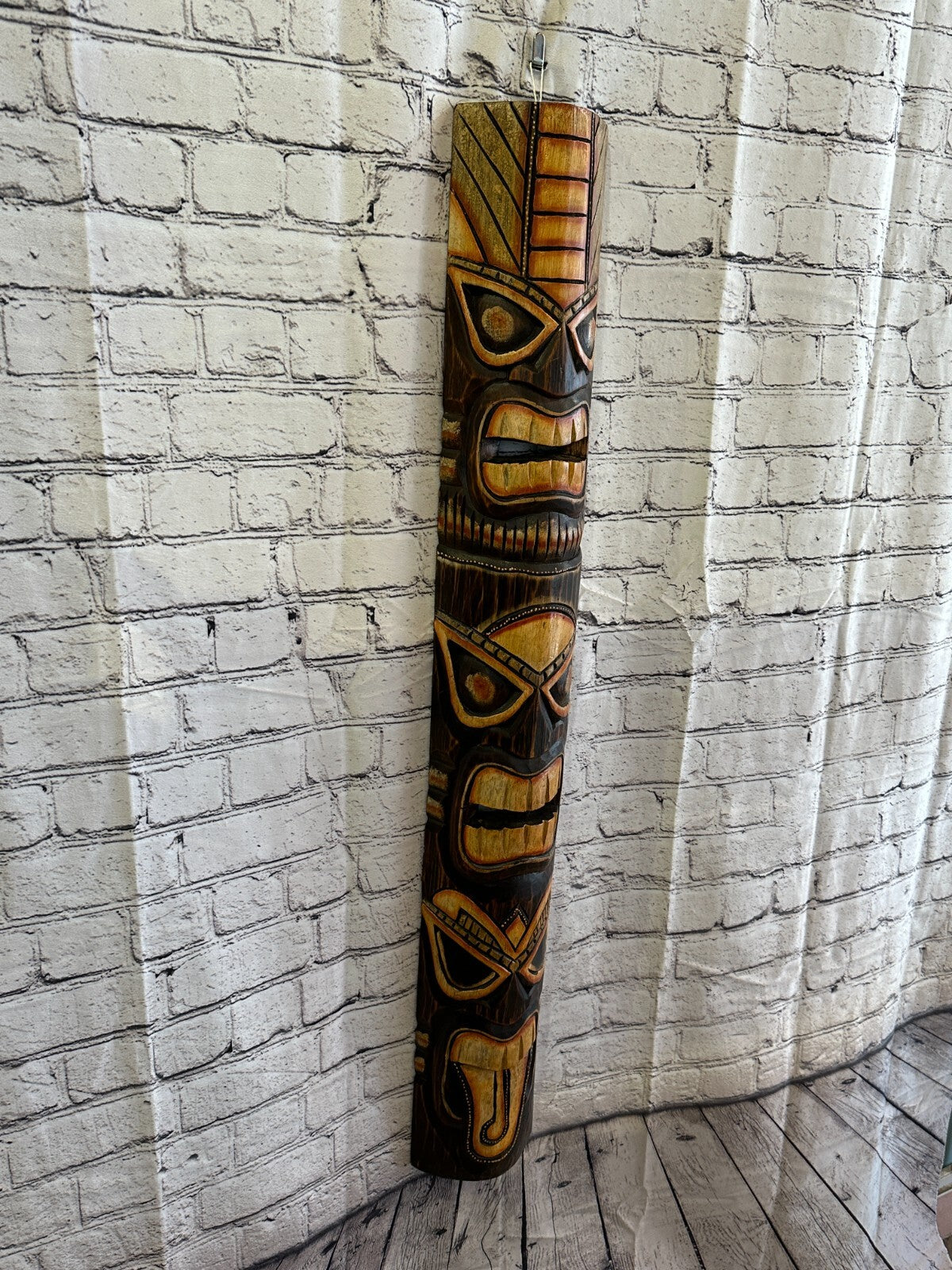 100cm Tiki Bar Mask Sign Decoration Wall Hanging Mask Wood Carving Design 2