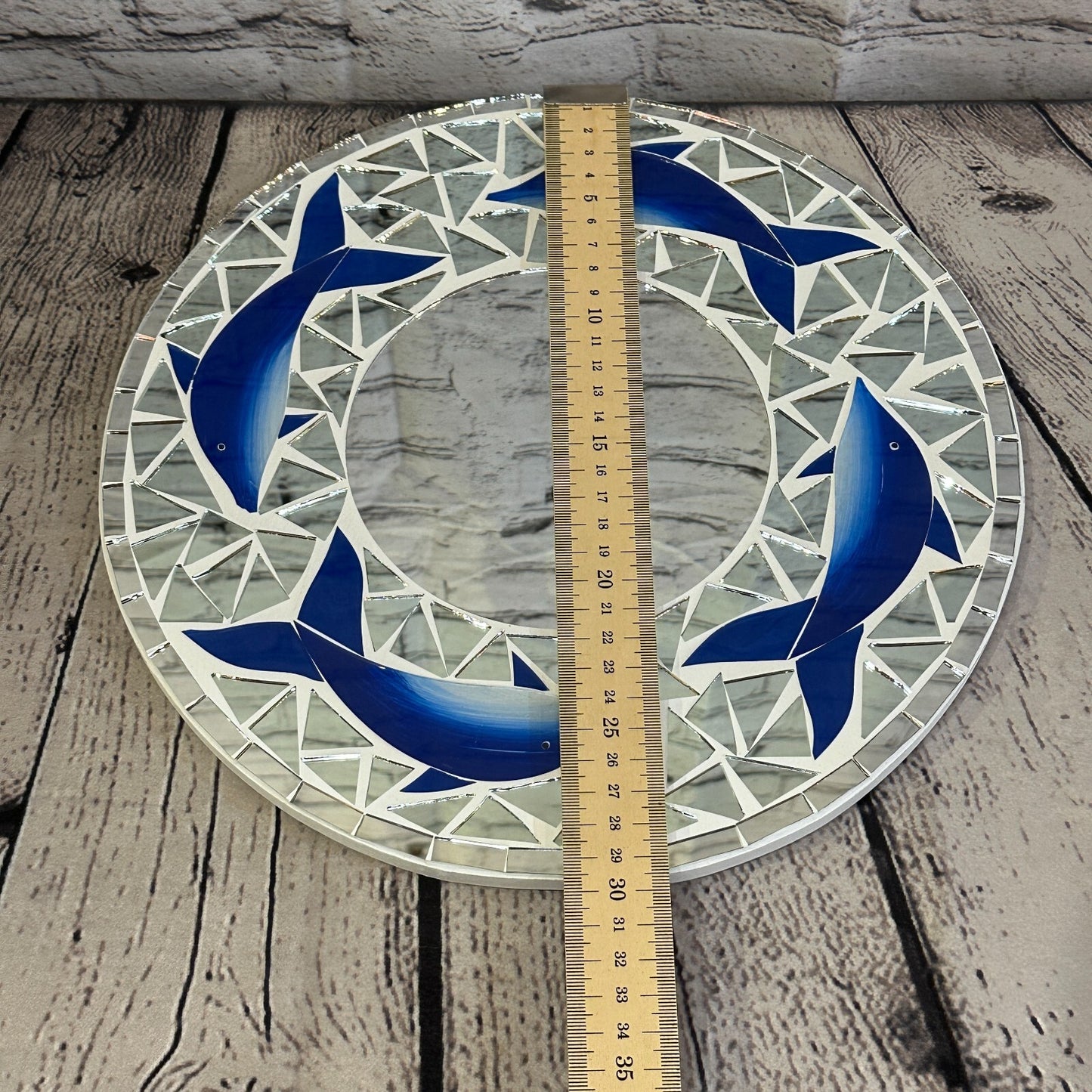 Blue Dolphin Mosaic Tile Wall Mirror 30cm x 30cm 12 Inches Handmade New