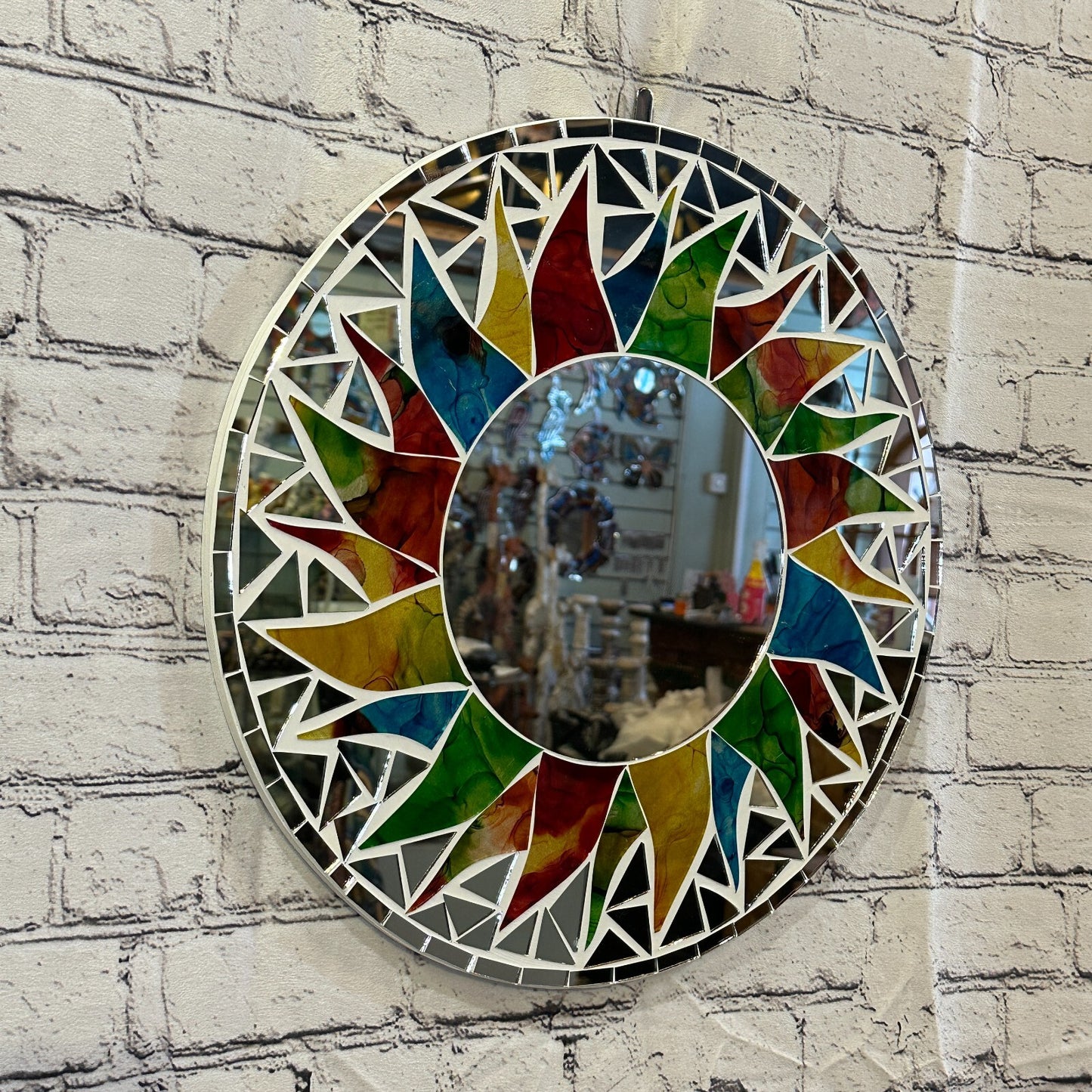 Rainbow White Sun Mosaic Tile Wall Mirror 40cm x 40cm 16 Inches Handmade New