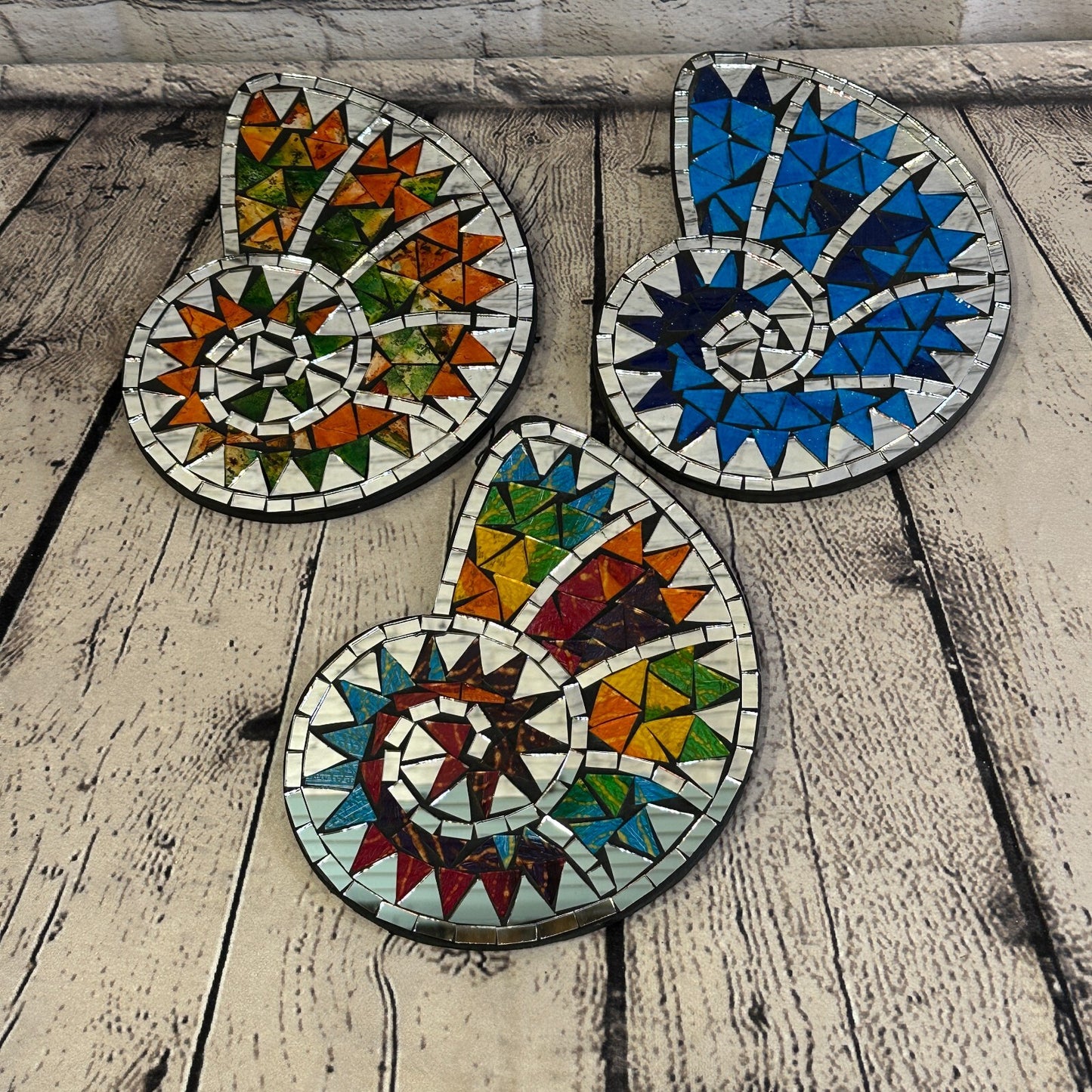 Blue Nautilus Shell Mosaic Tile Wall Mirror 30cm x 25cm Handmade New