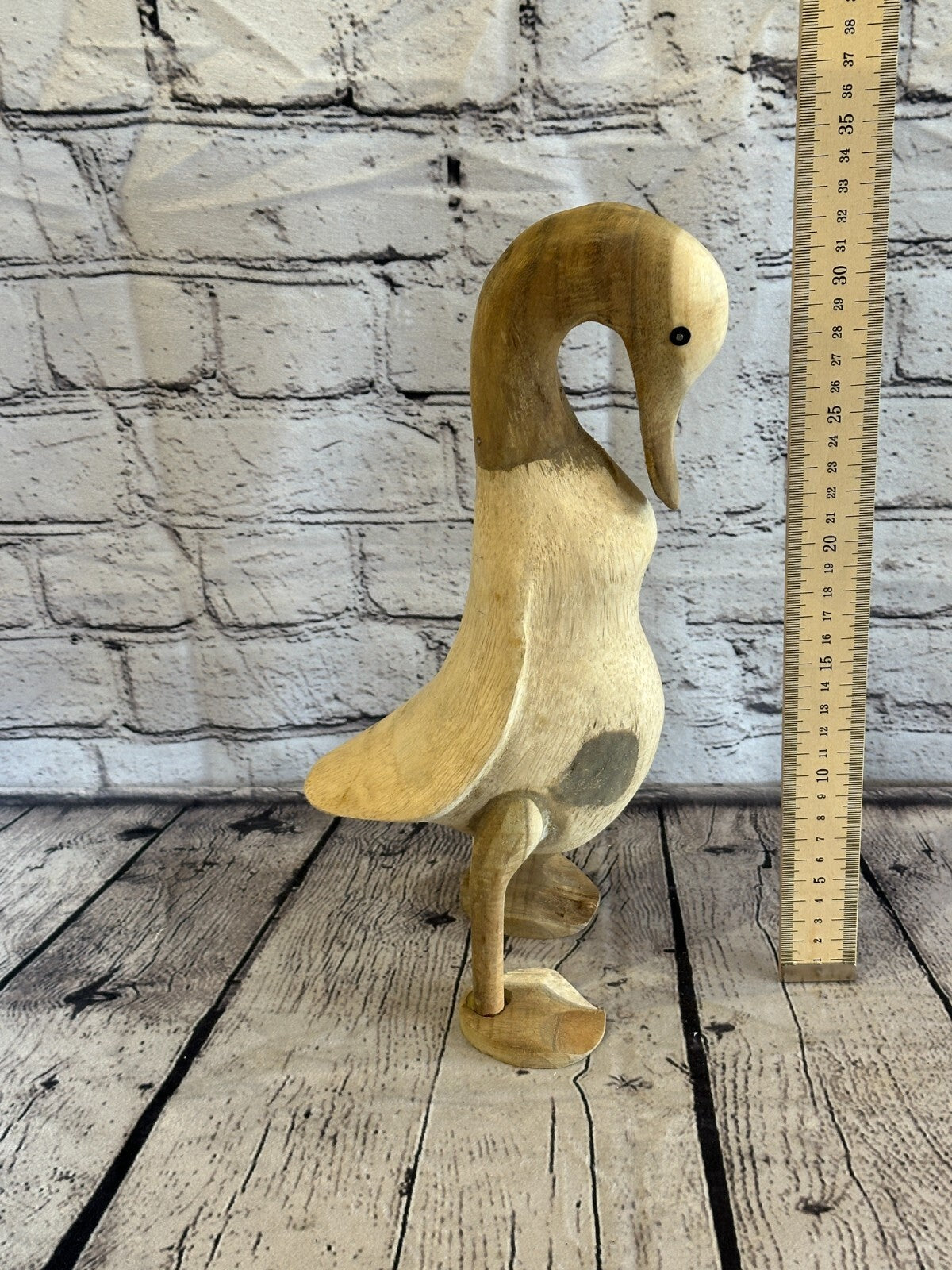 Swan Neck 30cm Tall Wooden Hairy Duckling Baby Duck Bamboo Root Fairtrade