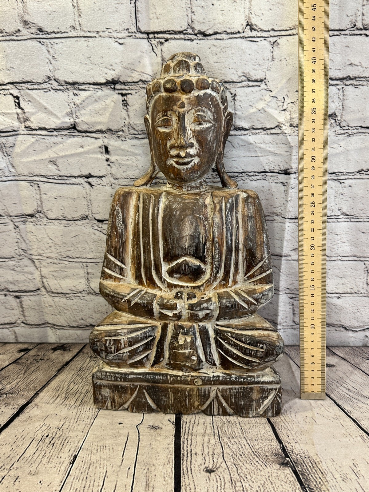 40cm x 20cm Brown Buddha Wooden Standing Statue Figurine Ornament Fair Trade