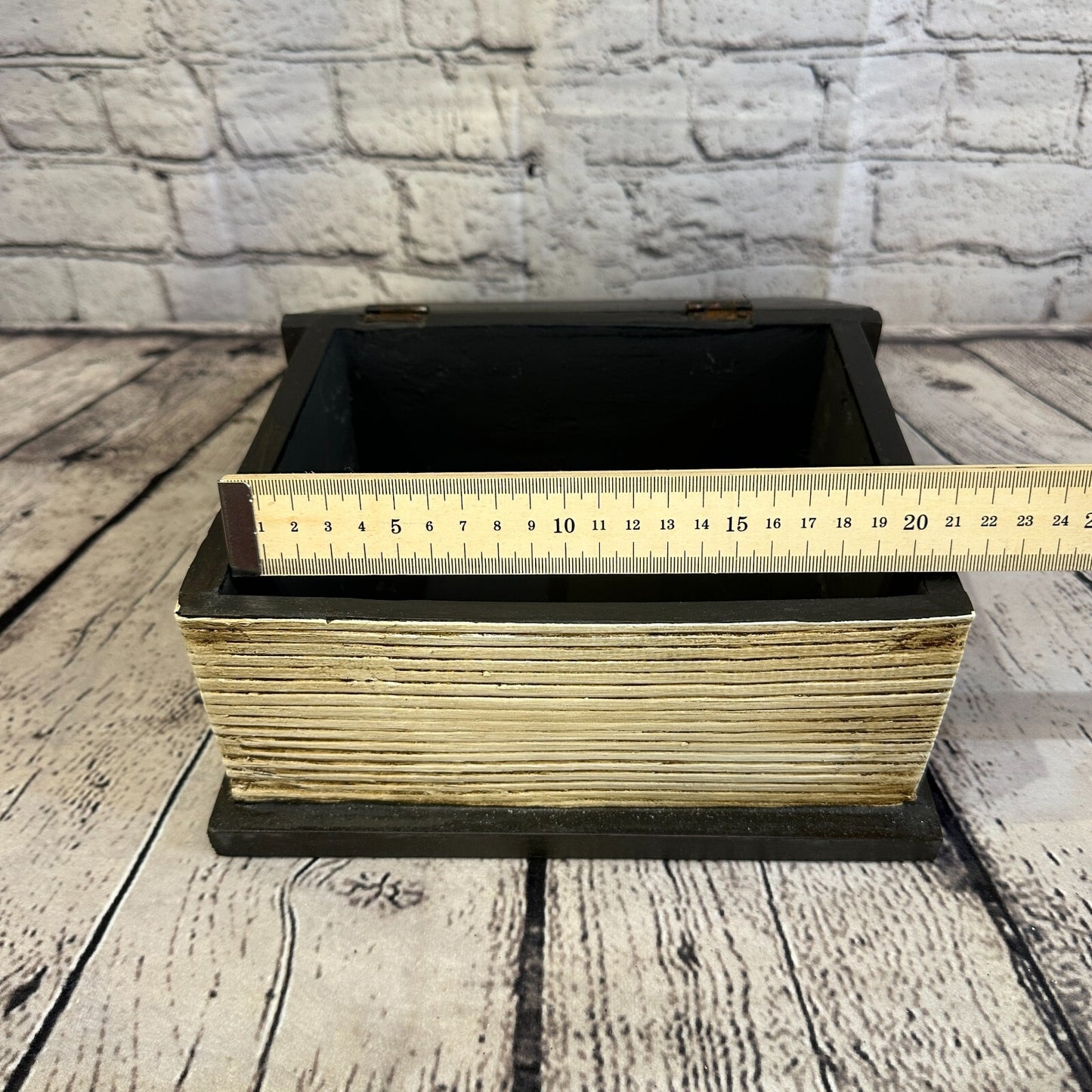 22cm x 17cm Book Wooden Gothic Pentagram Symbol Coffin Jewellery Trinket Box