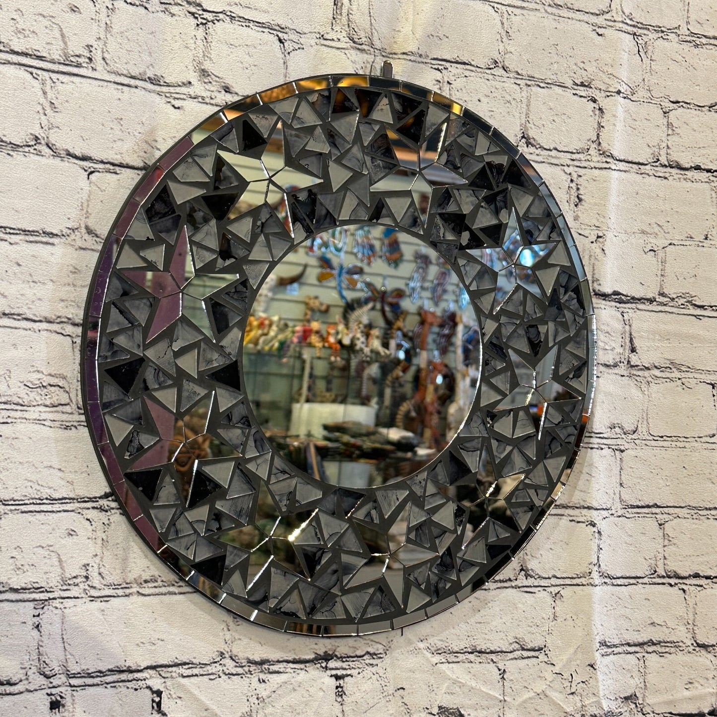 Black Stars Mosaic Tile Wall Mirror 40cm x 40cm 16 Inches Handmade New