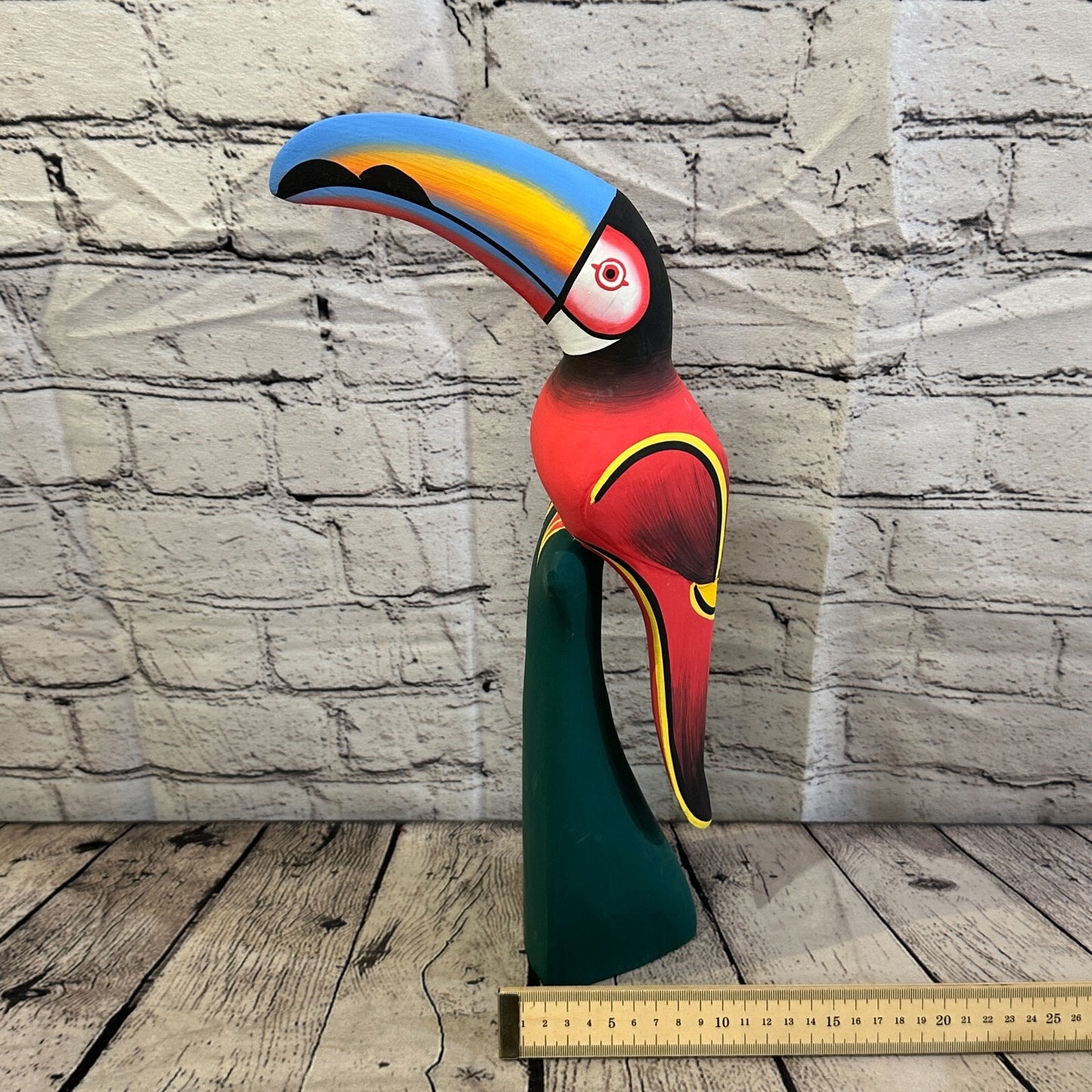 40cm Dark Red Toucan Bird Ornament Statue Fair Trade Hand Made Carved Wood