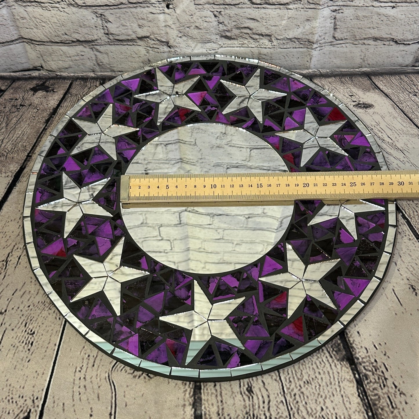 Purple Stars Mosaic Tile Wall Mirror 40cm x 40cm 16 Inches Handmade New