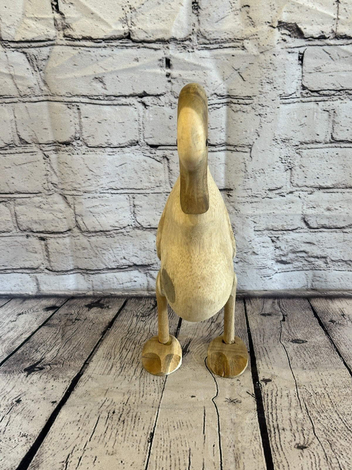 Swan Neck 30cm Tall Wooden Hairy Duckling Baby Duck Bamboo Root Fairtrade