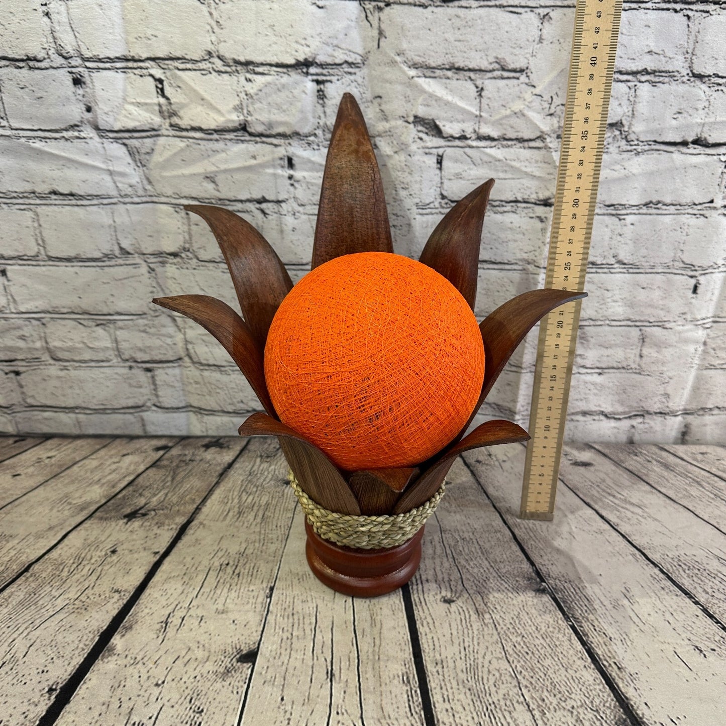 Orange Light Brown Natural 40cm Tall Leaf Lamp Twist LED UK Mains Plug Design 5