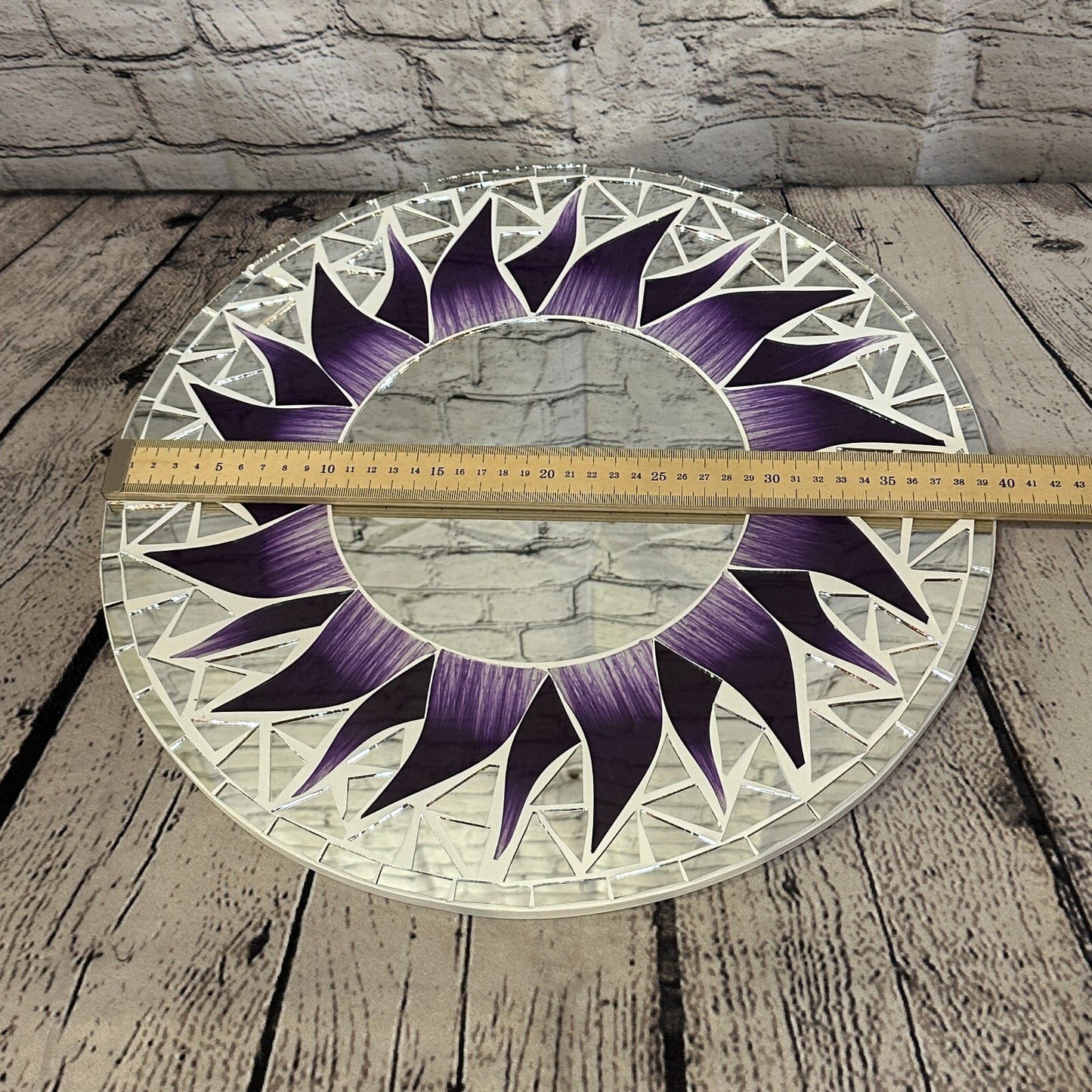 Purple Flame Sun Mosaic Tile Wall Mirror 40cm x 40cm 16 Inches Handmade New