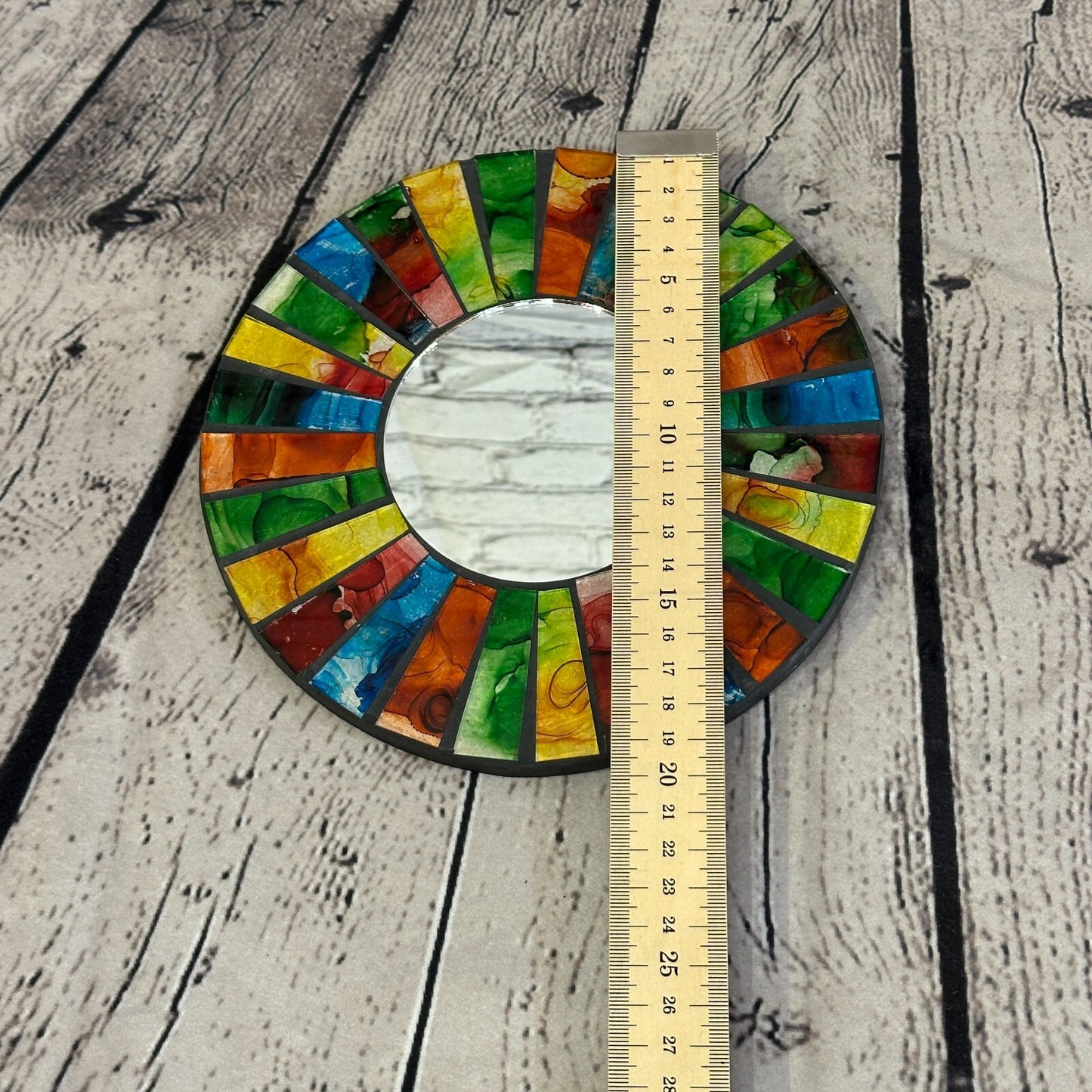 Rainbow Black Line Mosaic Tile Wall Mirror 20cm x 20cm 8 Inches Handmade New