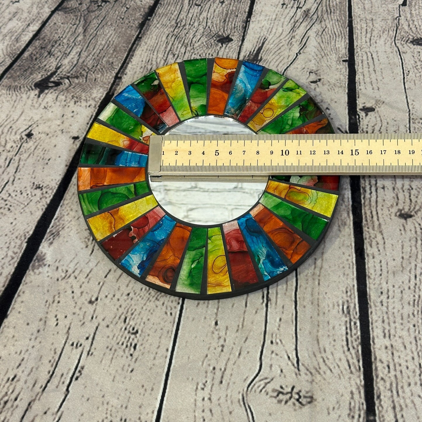 Rainbow Black Line Mosaic Tile Wall Mirror 20cm x 20cm 8 Inches Handmade New