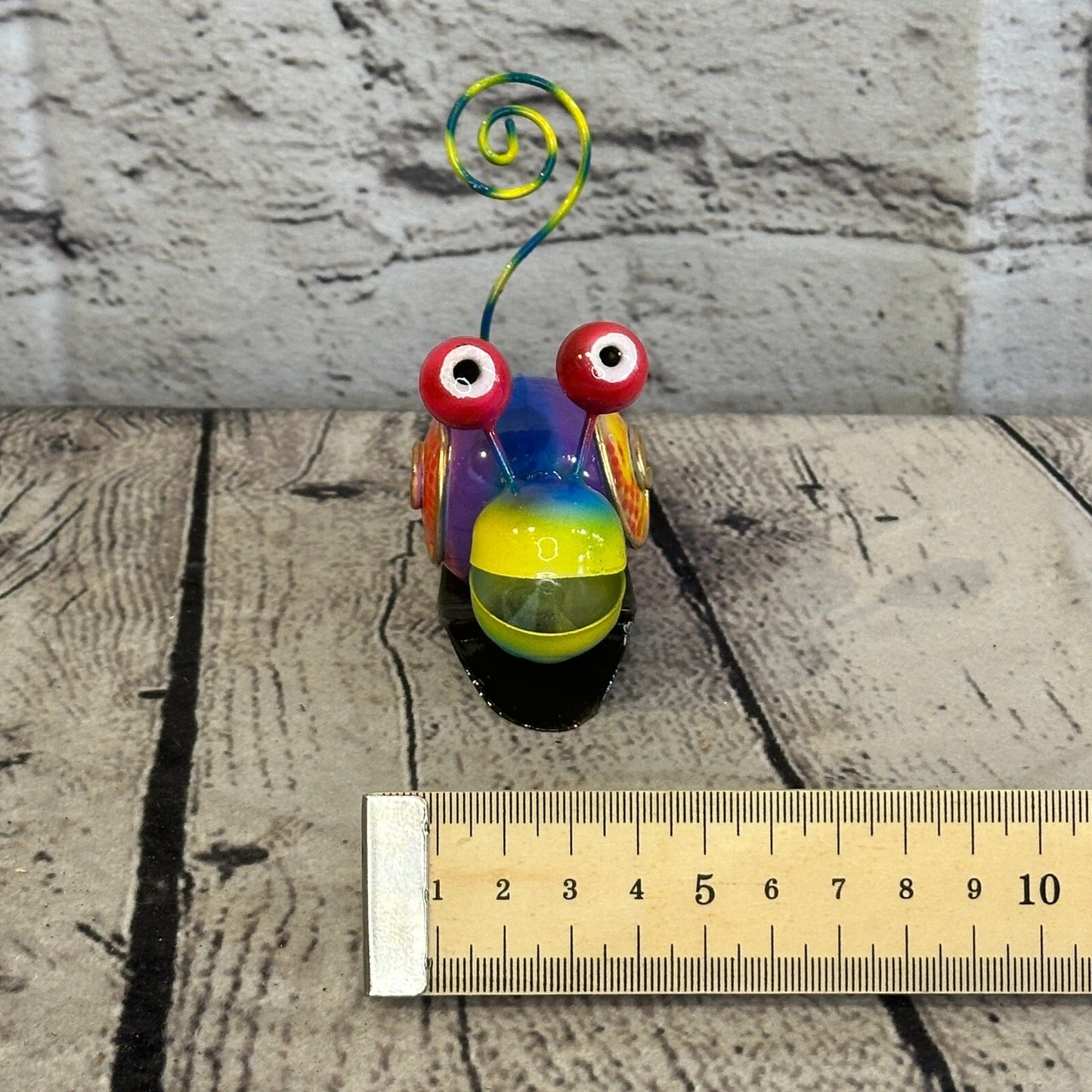 10cm x 7cm Blue Snail Bug Cartoon Postcard Holder Ornament Painted Statue