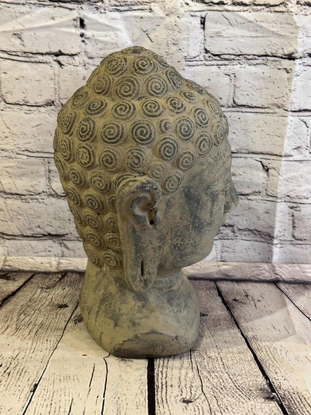 Thai Buddha Head Stone Garden 30cm x 18cm Ornament Outdoor Indoor Statue Hindu
