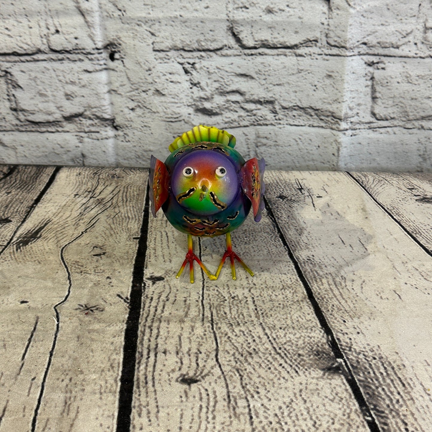 10cm x 10cm Bright Purple Bird Metal Tin Wall Hanging Ornament Painted Statue