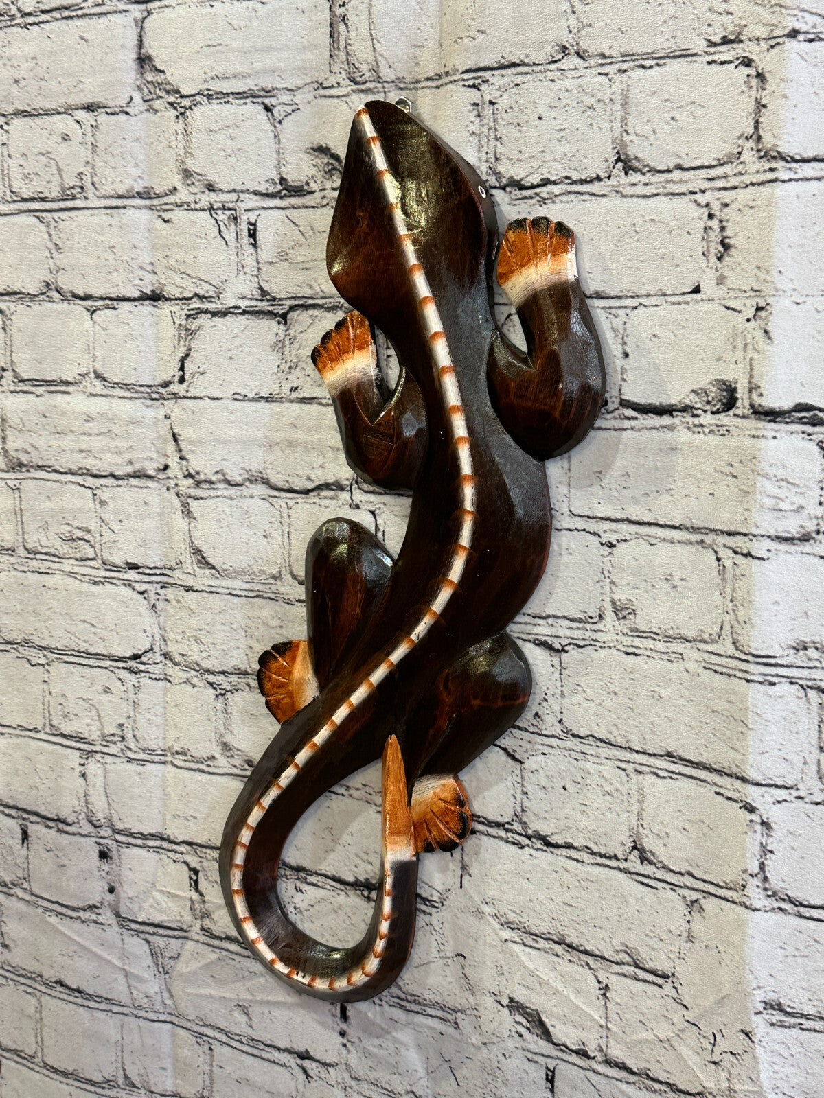 50cm Gecko Lizard Brown Wood Wall Hanging Wooden Ornaments Wood Carving
