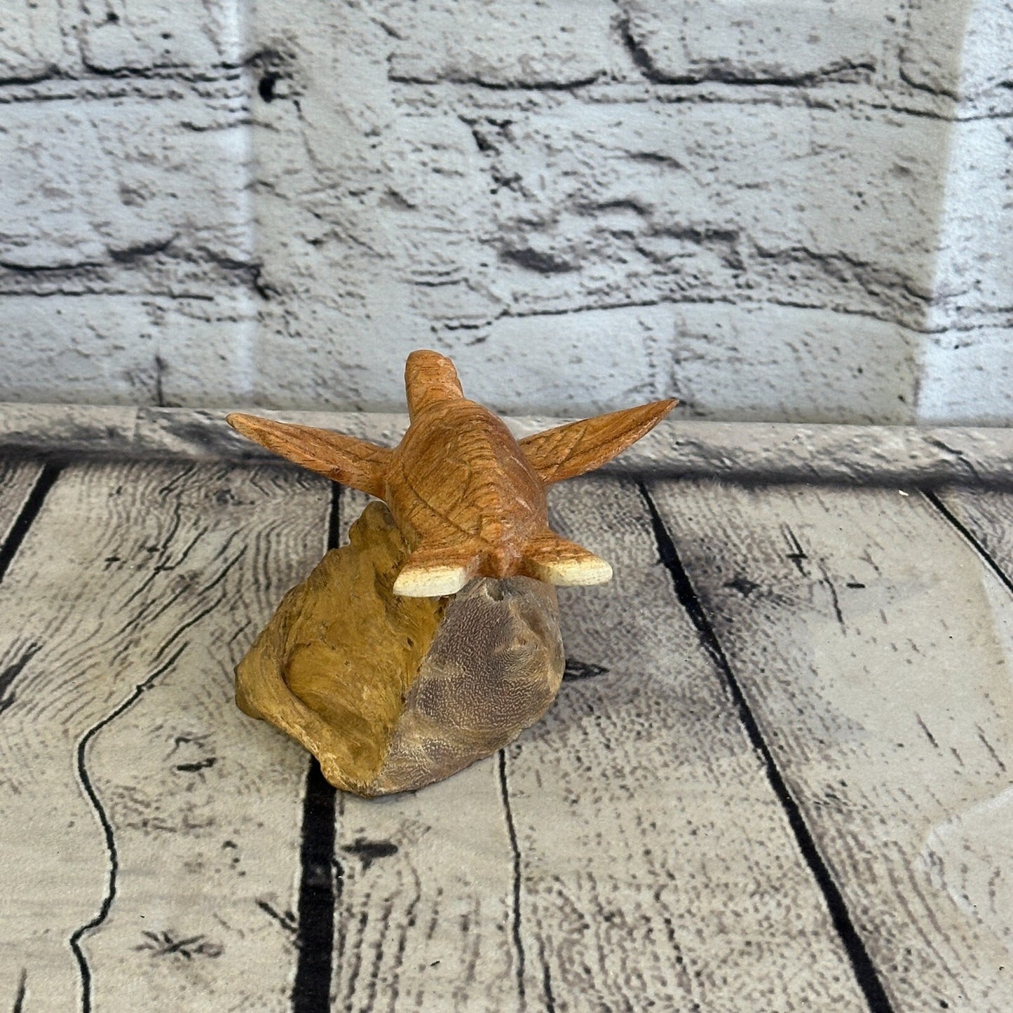 10cm Single Turtle Mushroom Parasite Ornament Natural Carving Fairtrade Wooden