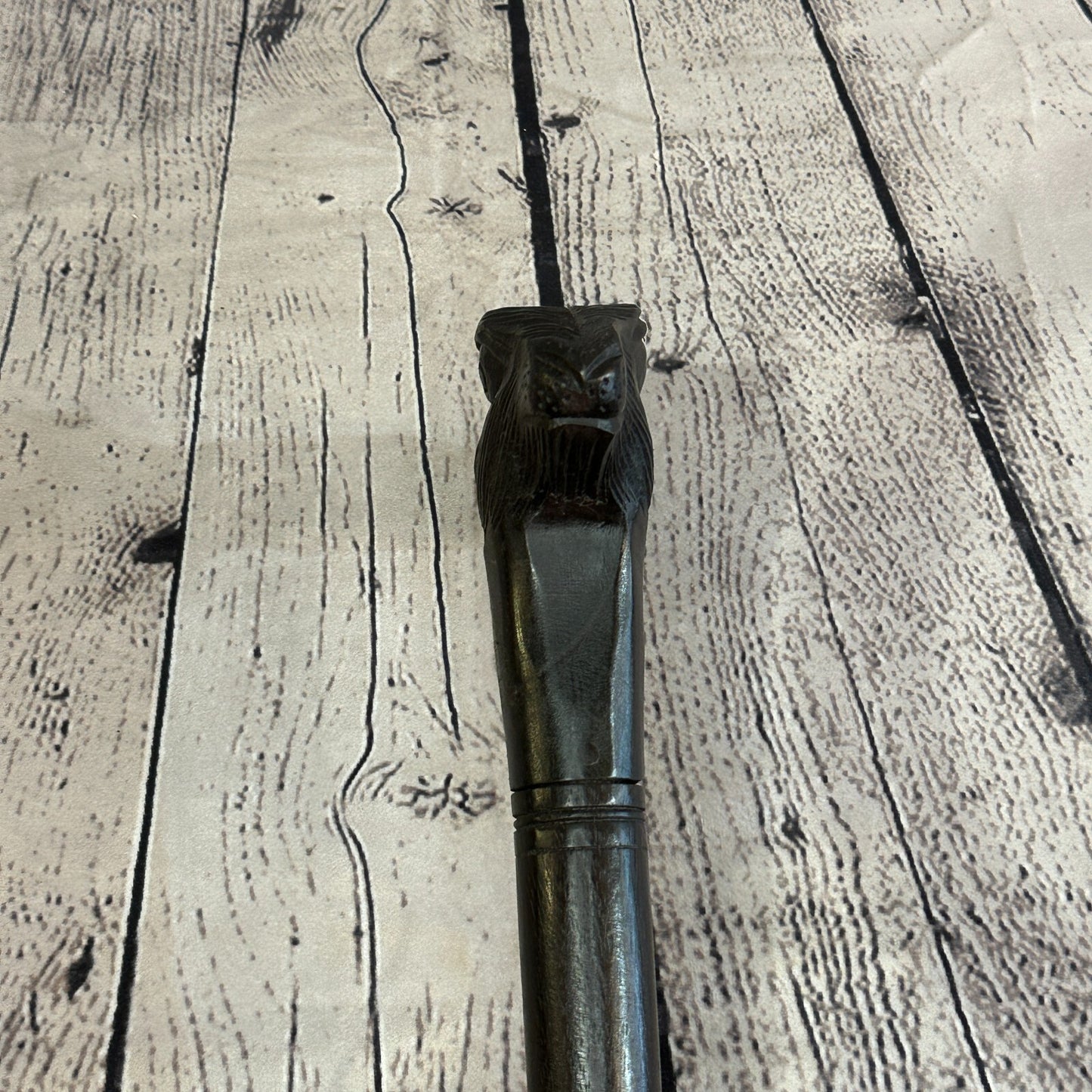 Rabbit Hare 90cm Tribal African Walking Stick Cane Hand Carved Dark Wood