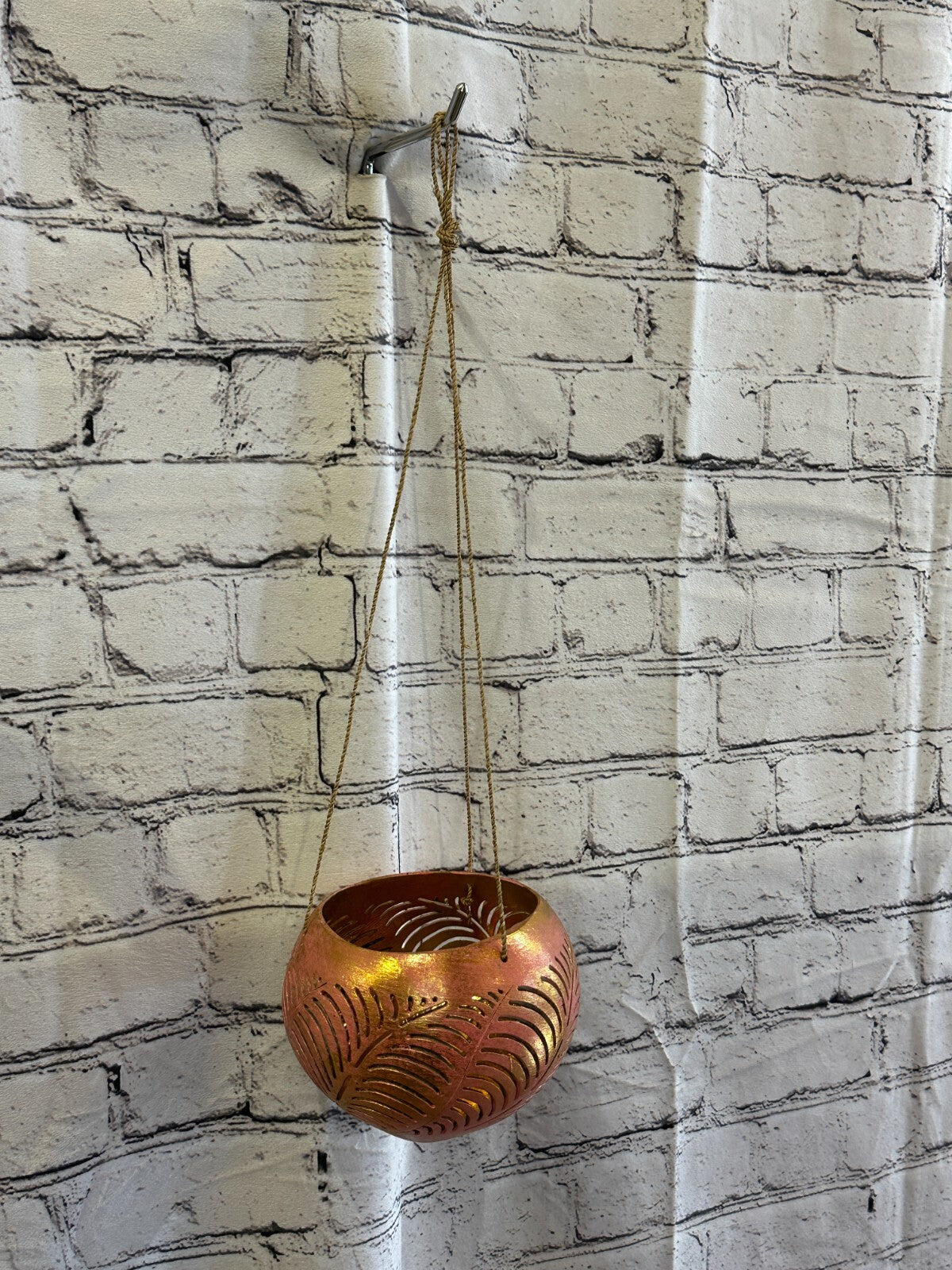 Pink Coconut Shell Hanging Basket Orchid Planter Balcony Decorative Vase Flower