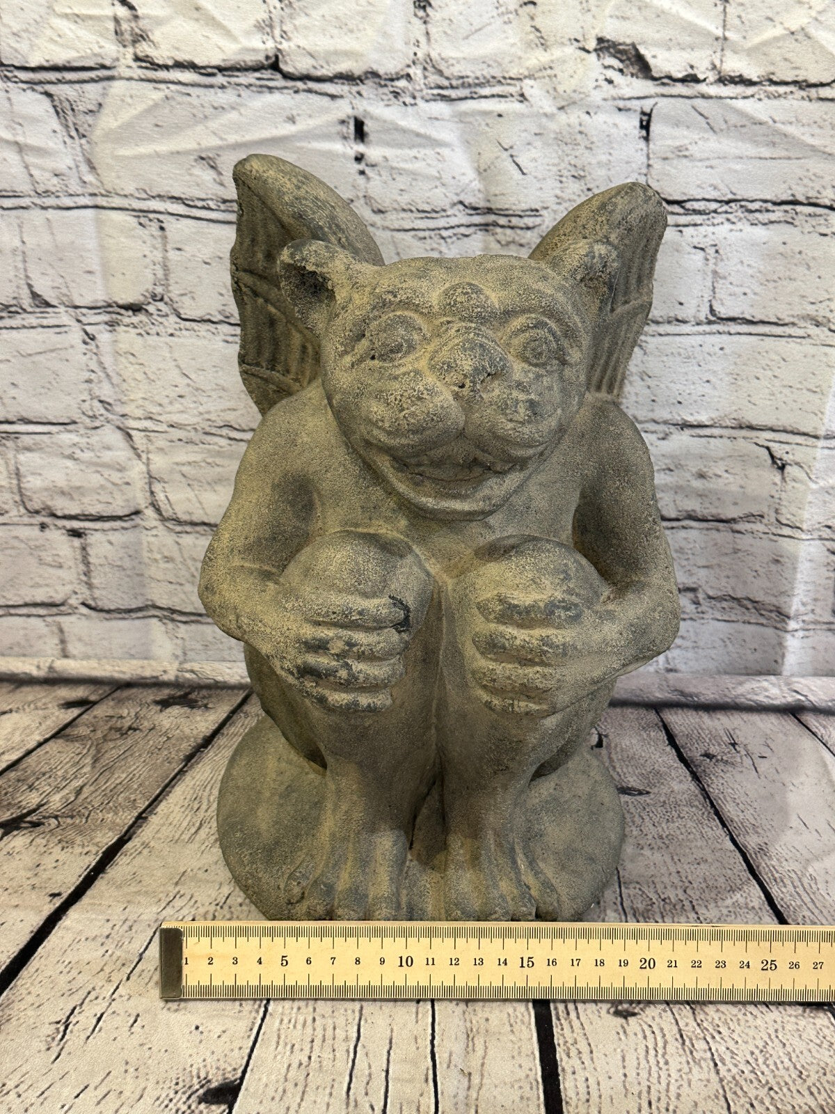 Sitting Gargoyle Stone Garden 34cm x 20cm Ornament Outdoor Indoor Statue Hindu