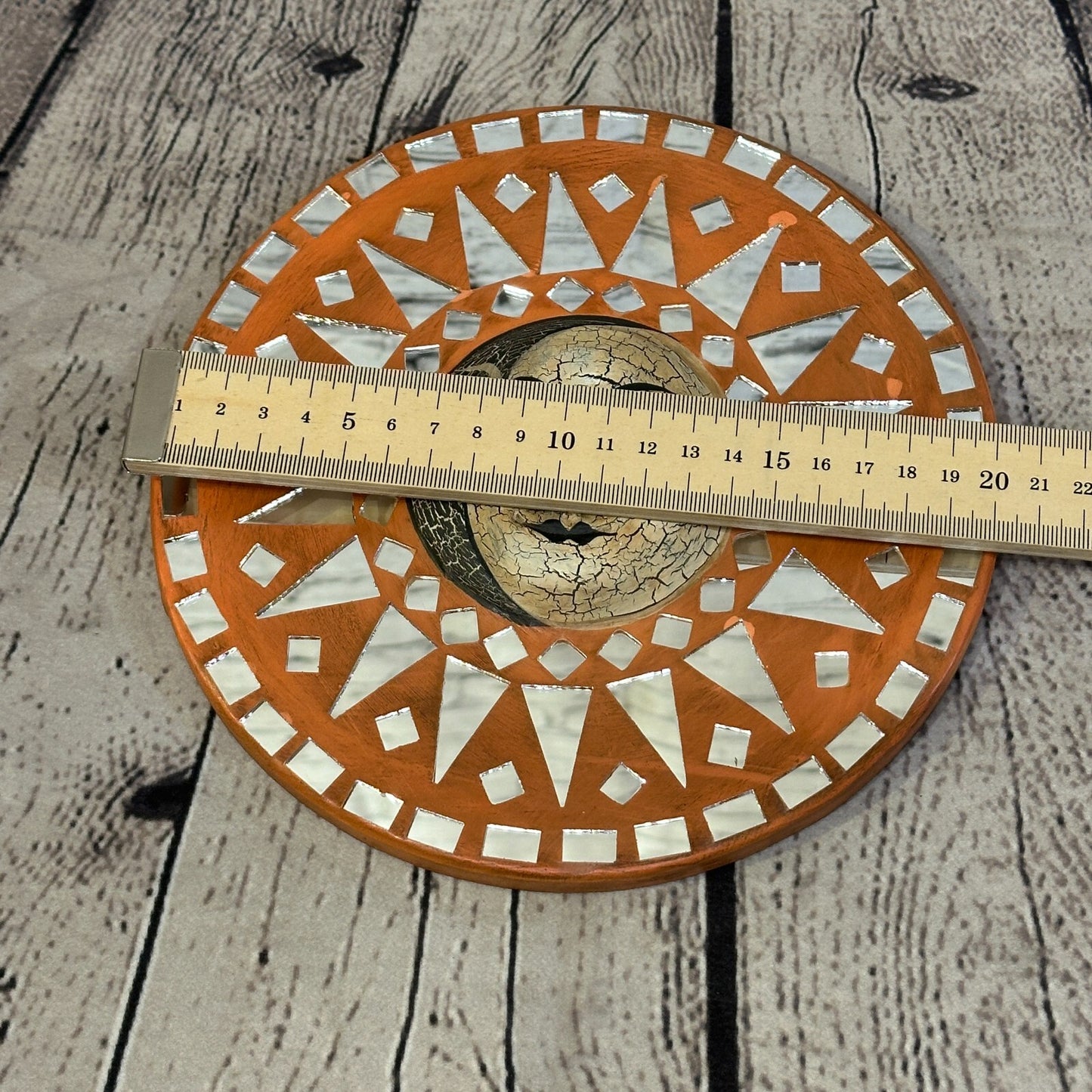 Sun Moon Face Mosaic Tile Wall Mirror 20cm x 20cm 8 Inches Handmade Fairtrade
