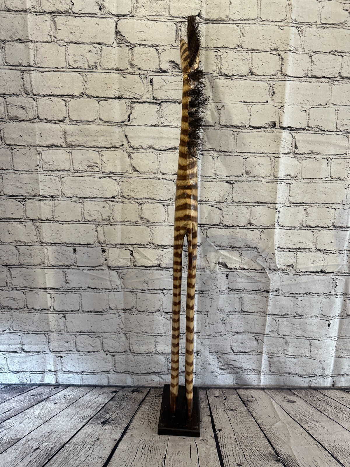 80cm Burnt Pattern Wood Horse Tall Statue Wood Modern Hand Carved Painted