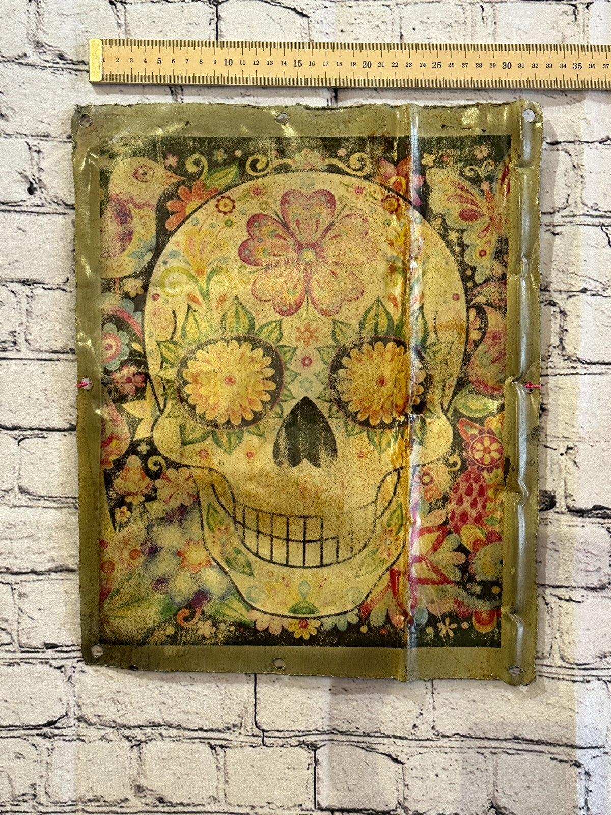 Day The Dead Sugar Skull Advert Wall Plaque 42cm x 36cm Vintage Retro Tin Sign