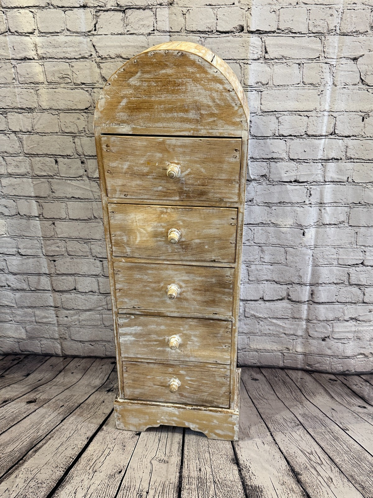 100cm x 30cm White 5 Draw Wooden Side Cabinet Living Hallway Storage Furniture