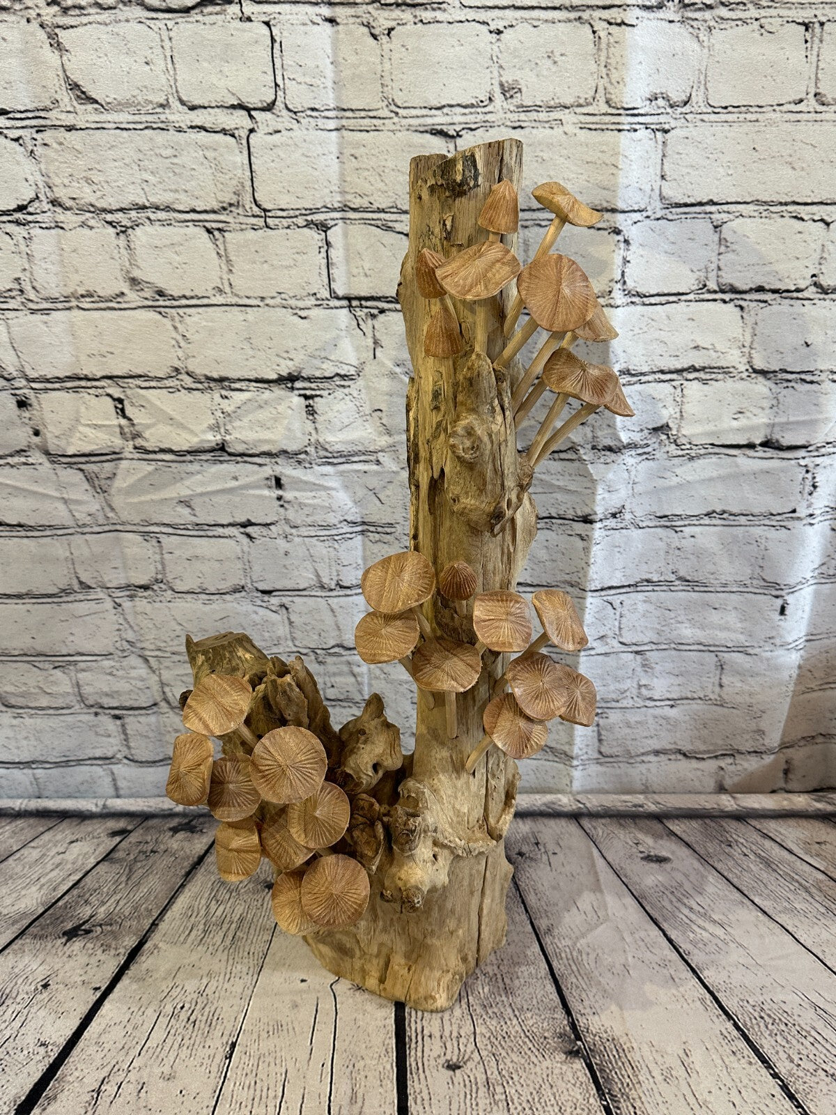 55cm Tall Mushrooms Cluster Parasite Ornament Natural Carving Fairtrade Wooden