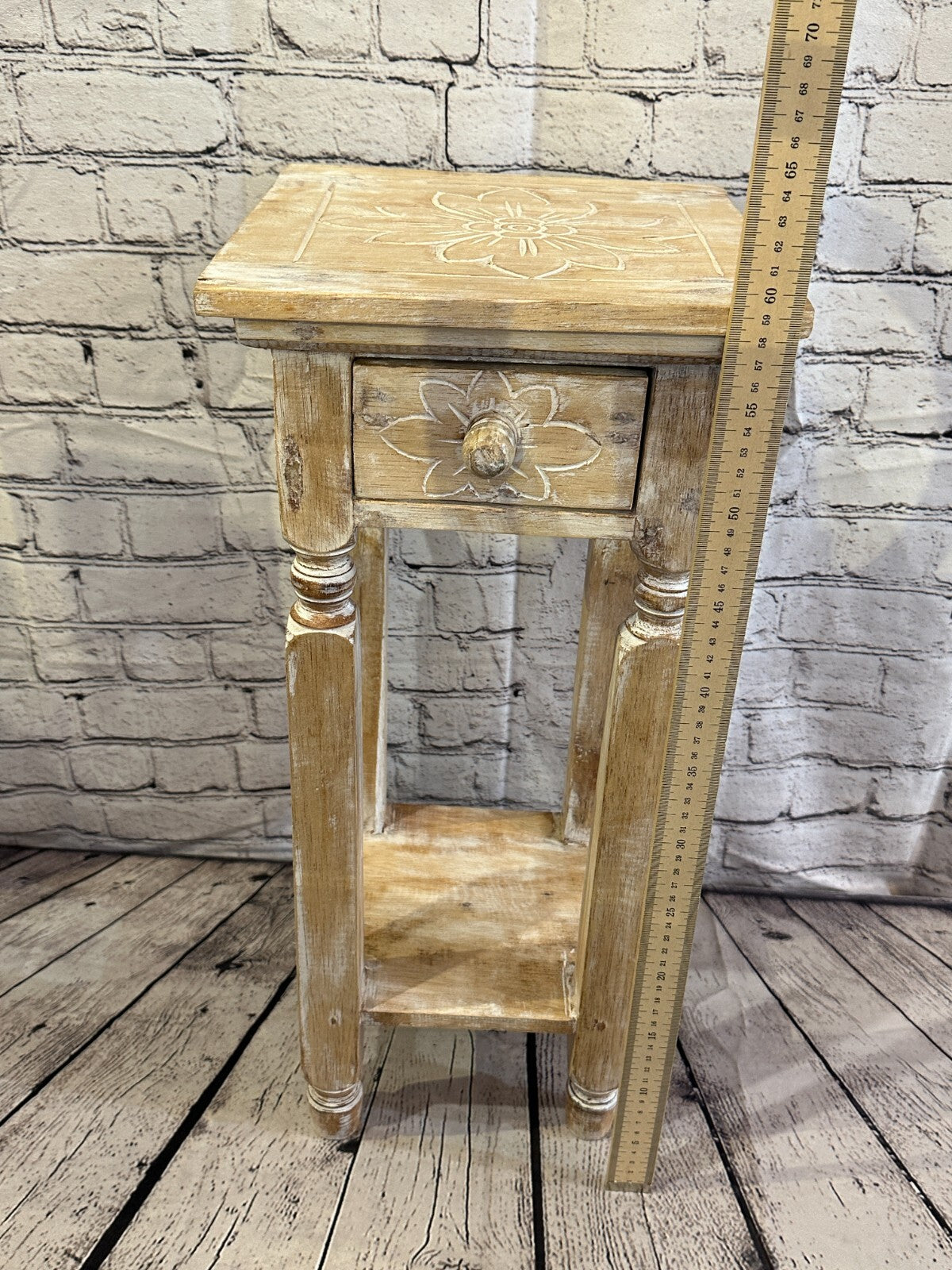 60cm x 25cm Cream 1 Draw Wooden Side Cabinet Living Hallway Storage Furniture