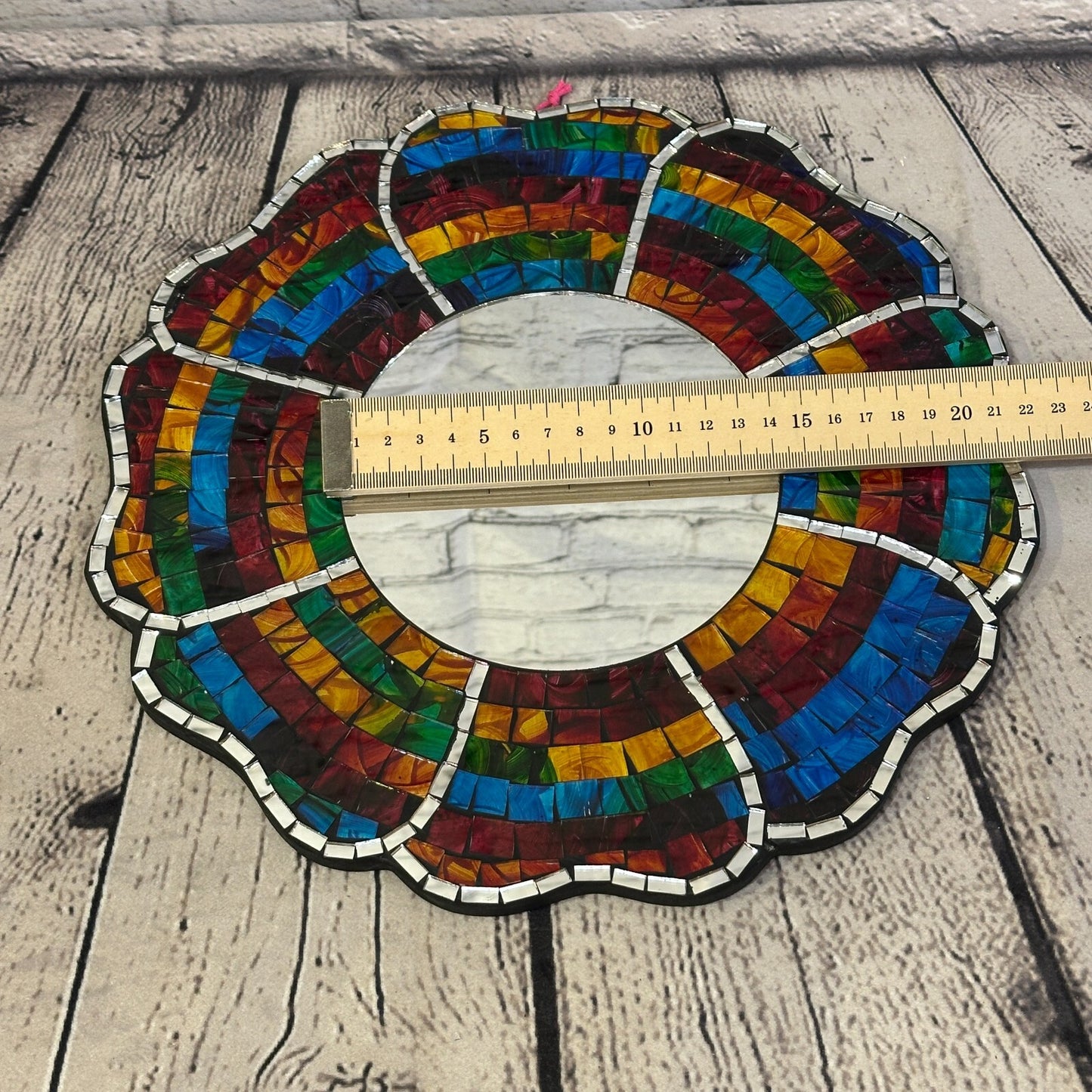 Rainbow Black Flower Mosaic Tile Wall Mirror 30cm x 30cm 12 Inches Handmade New