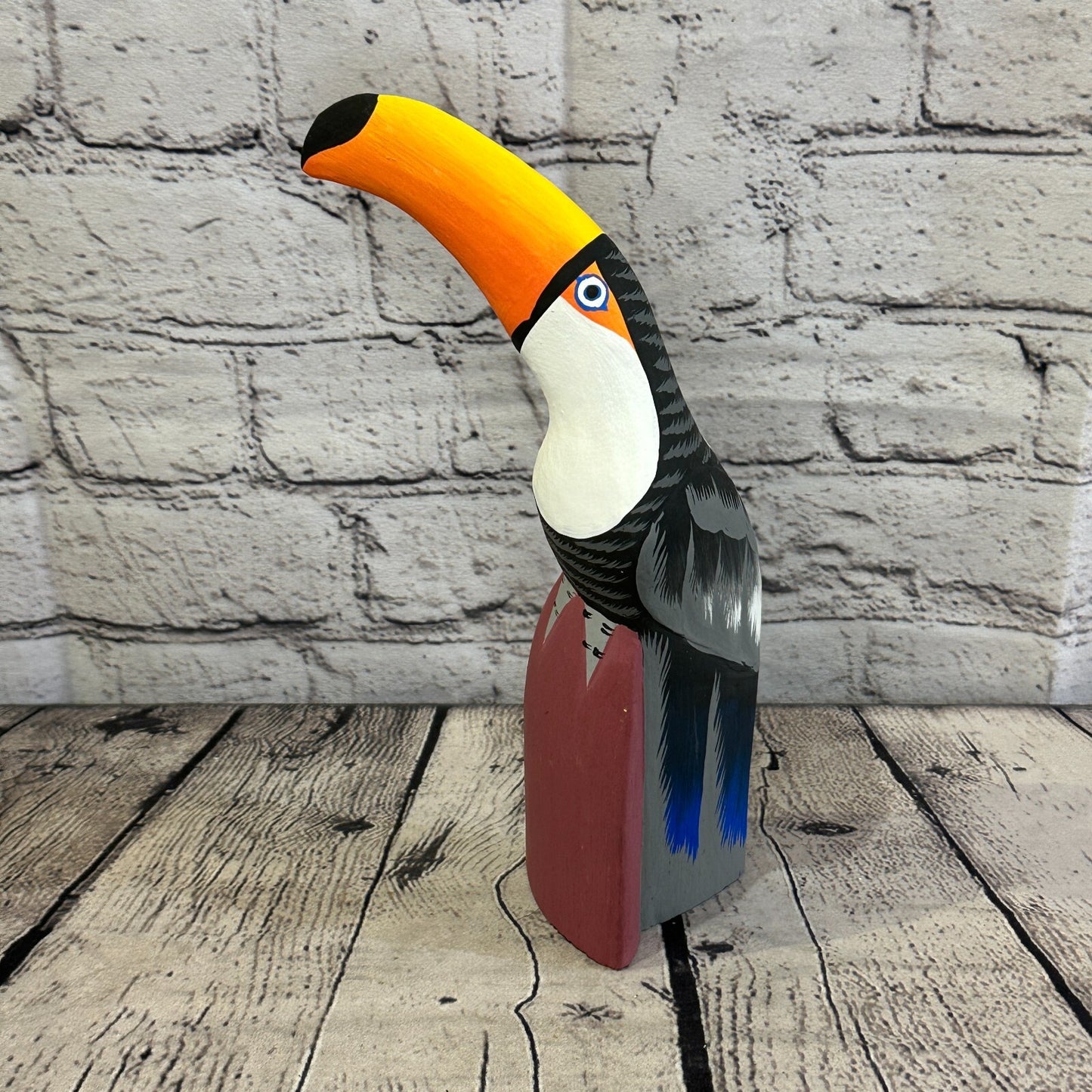 20cm Black Toucan Bird Ornament Statue Fair Trade Hand Made Carved Wood