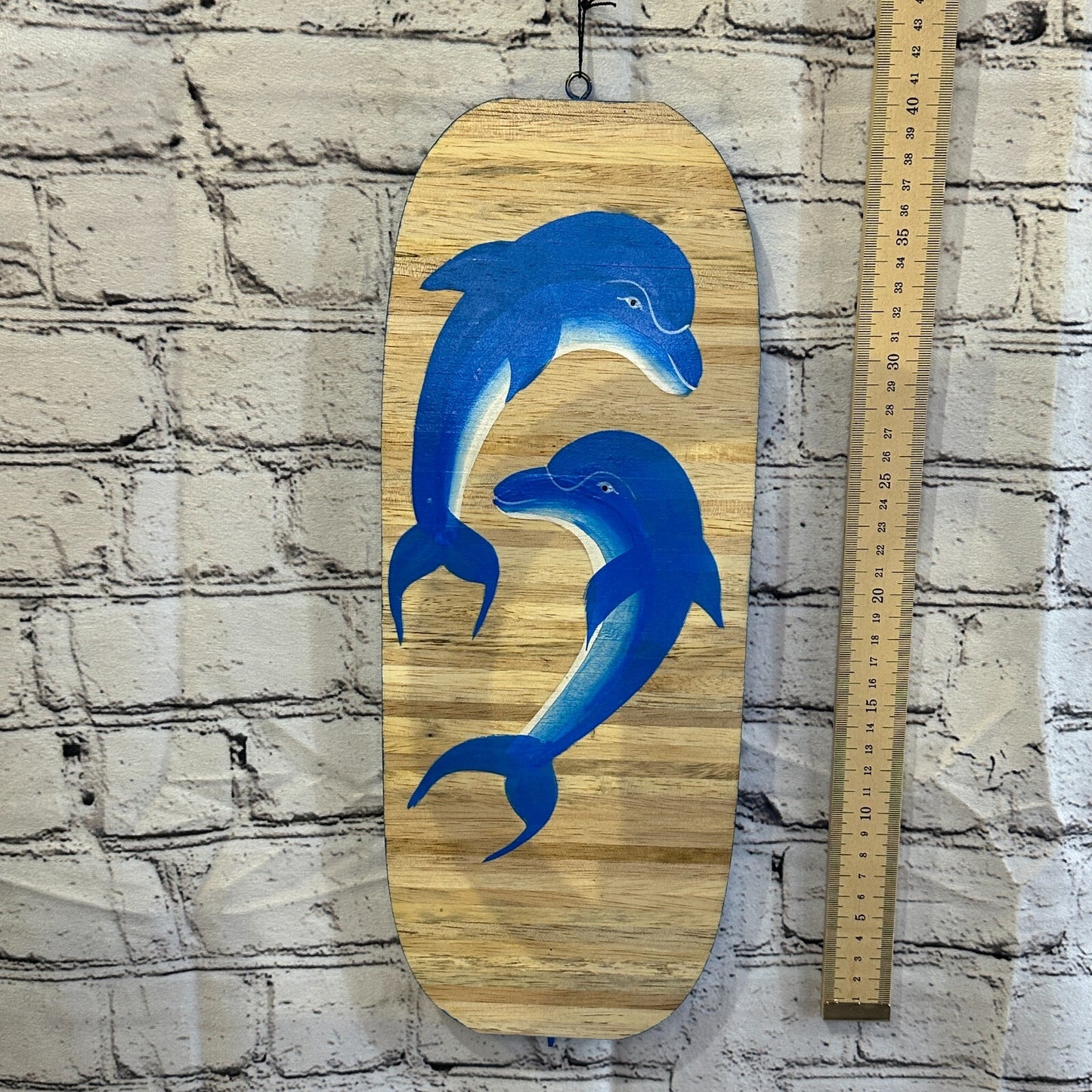 40cm Blue Dolphin Wind Spinner Wooden Spiral Mobile Garden Ornament