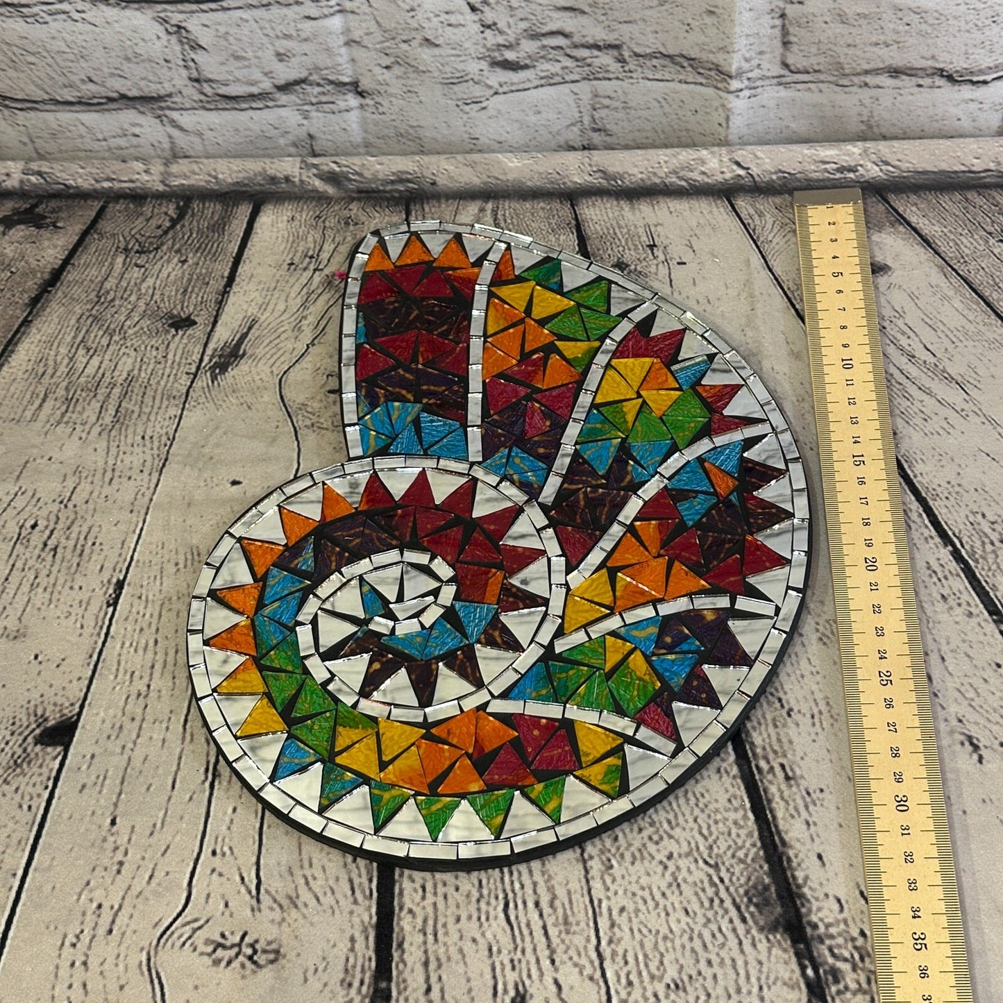 Rainbow Nautilus Shell Mosaic Tile Wall Mirror 30cm x 25cm Handmade New