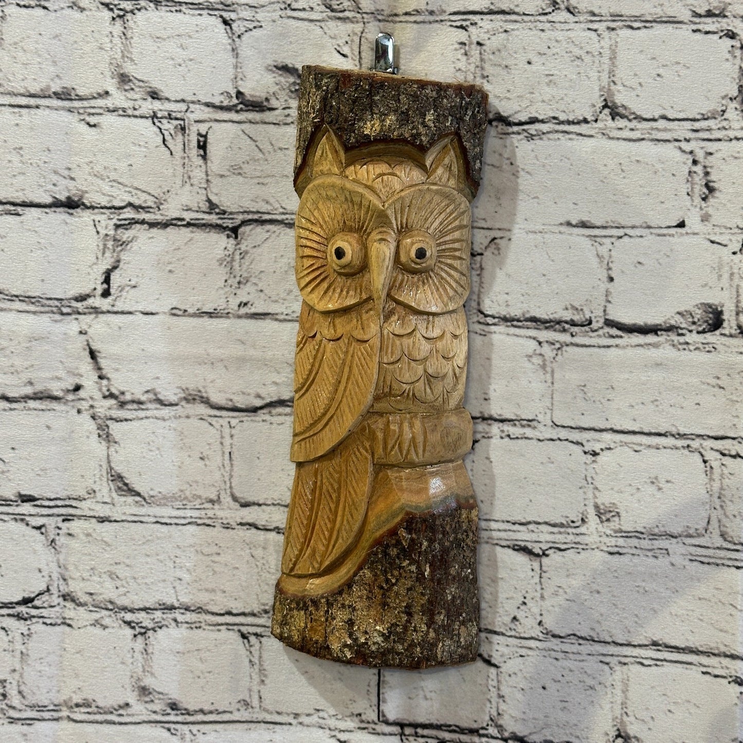 Barn Owl Of The Woods 30cm Hand Carved Wizard Tree Trunk Wood Fairtrade