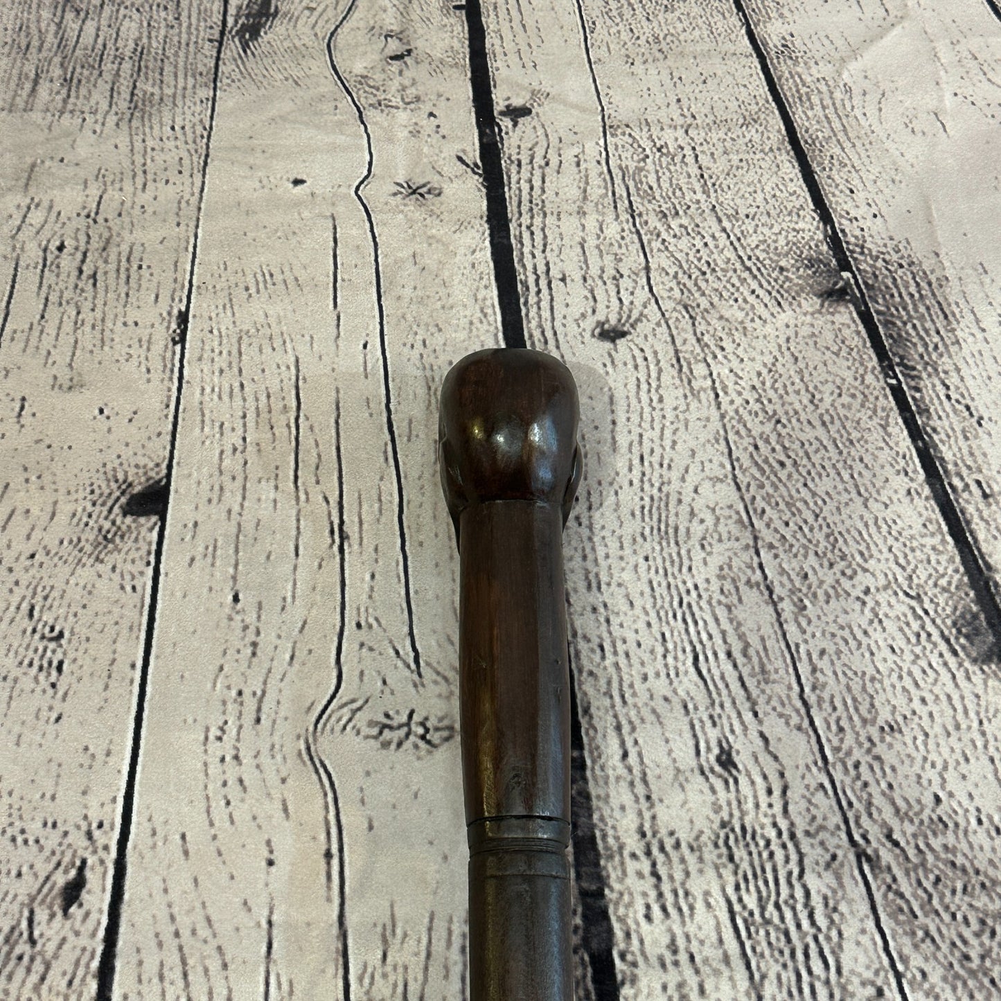 Skull Head 90cm Tribal African Walking Stick Cane Hand Carved Dark Wood